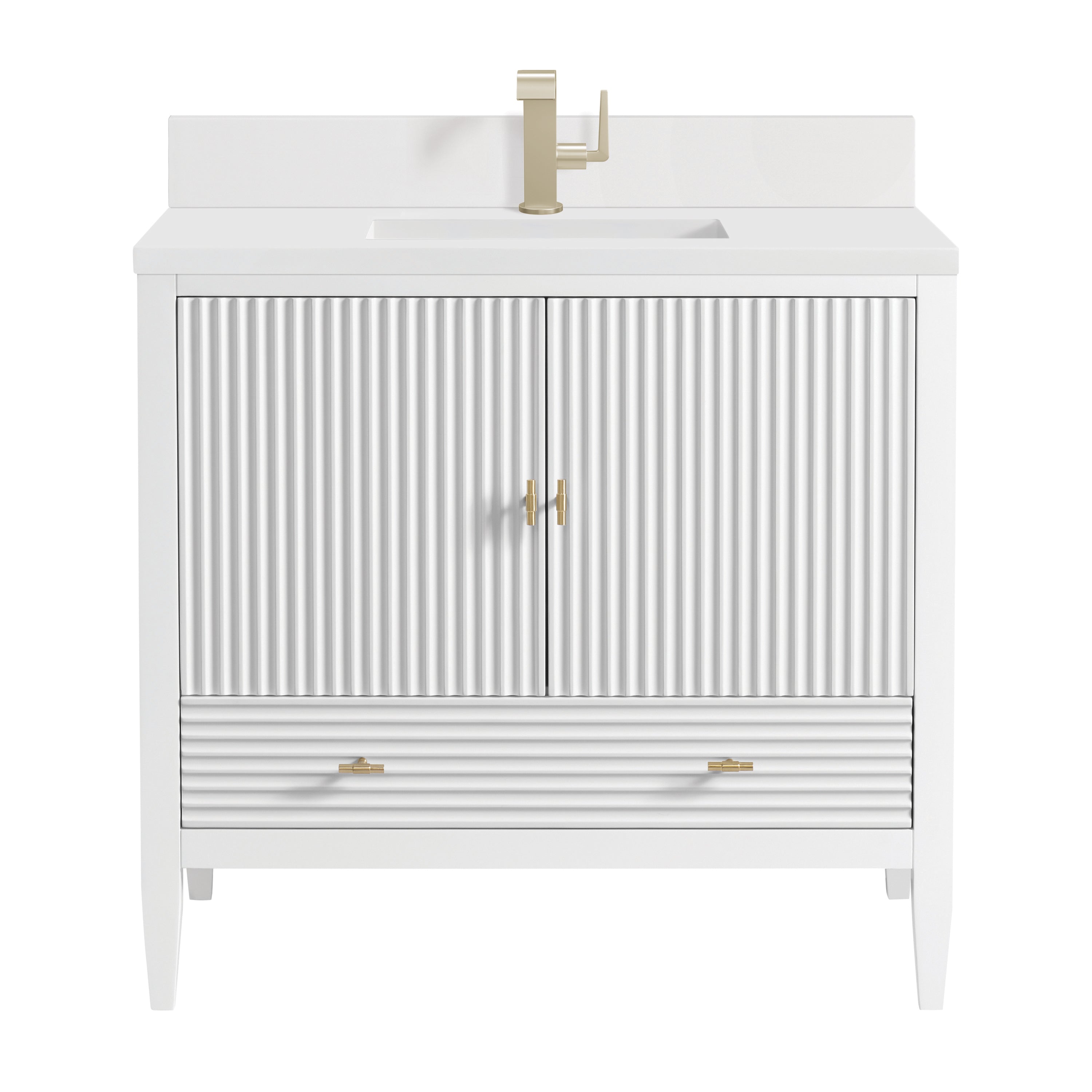 James Martin Myrrin 36" Vanity in Bright White with 3cm Countertop