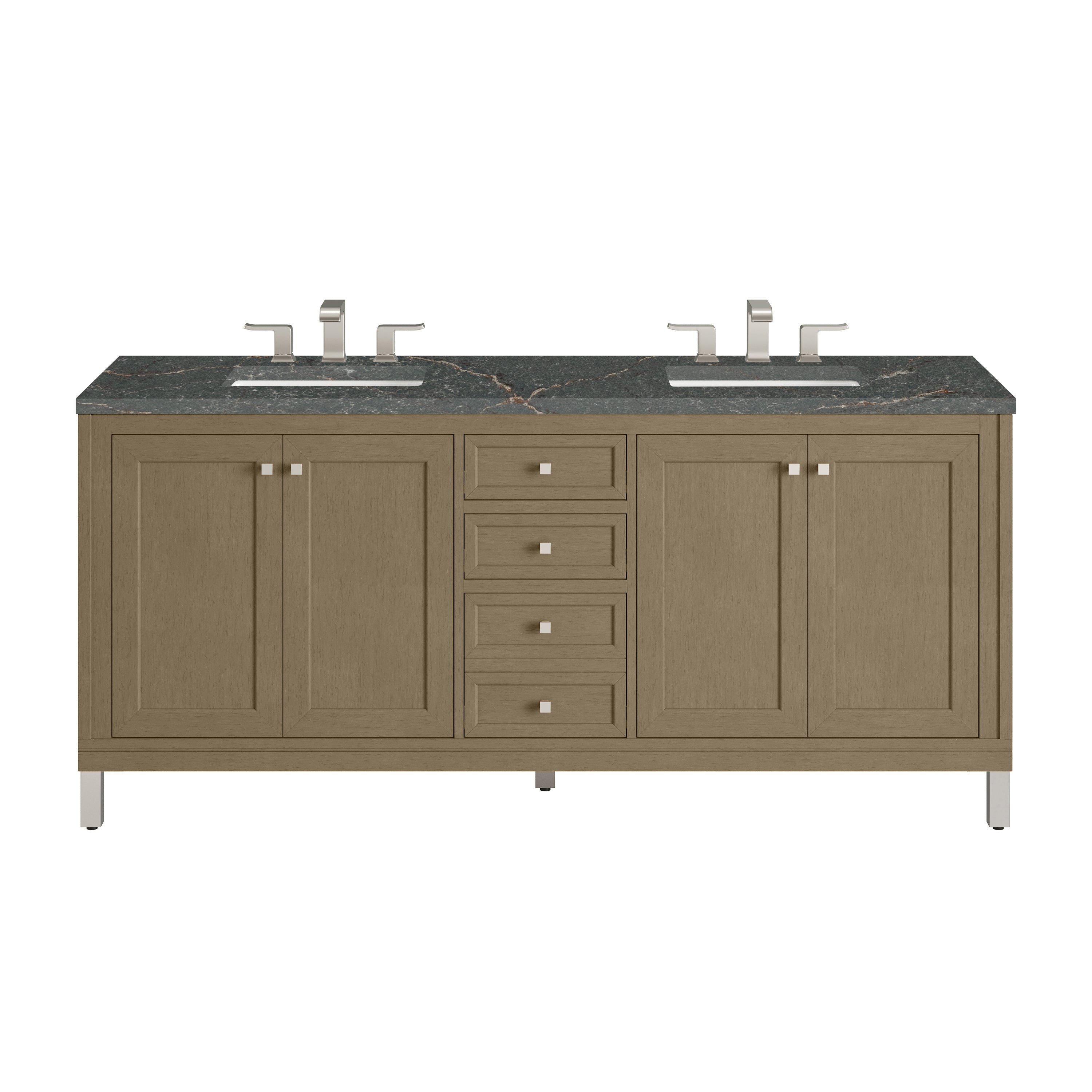 James Martin Chicago 72" Double Vanity in Walnut Whisper with 3cm Countertop