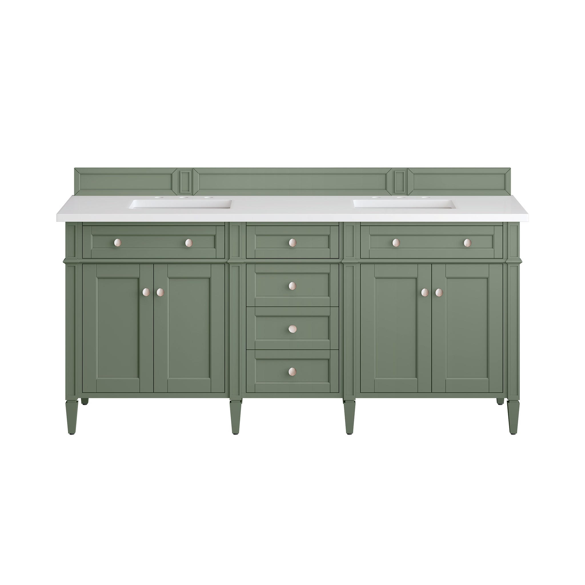 James Martin Brittany 72" Double Vanity in Smokey Celadon with 3cm Countertop