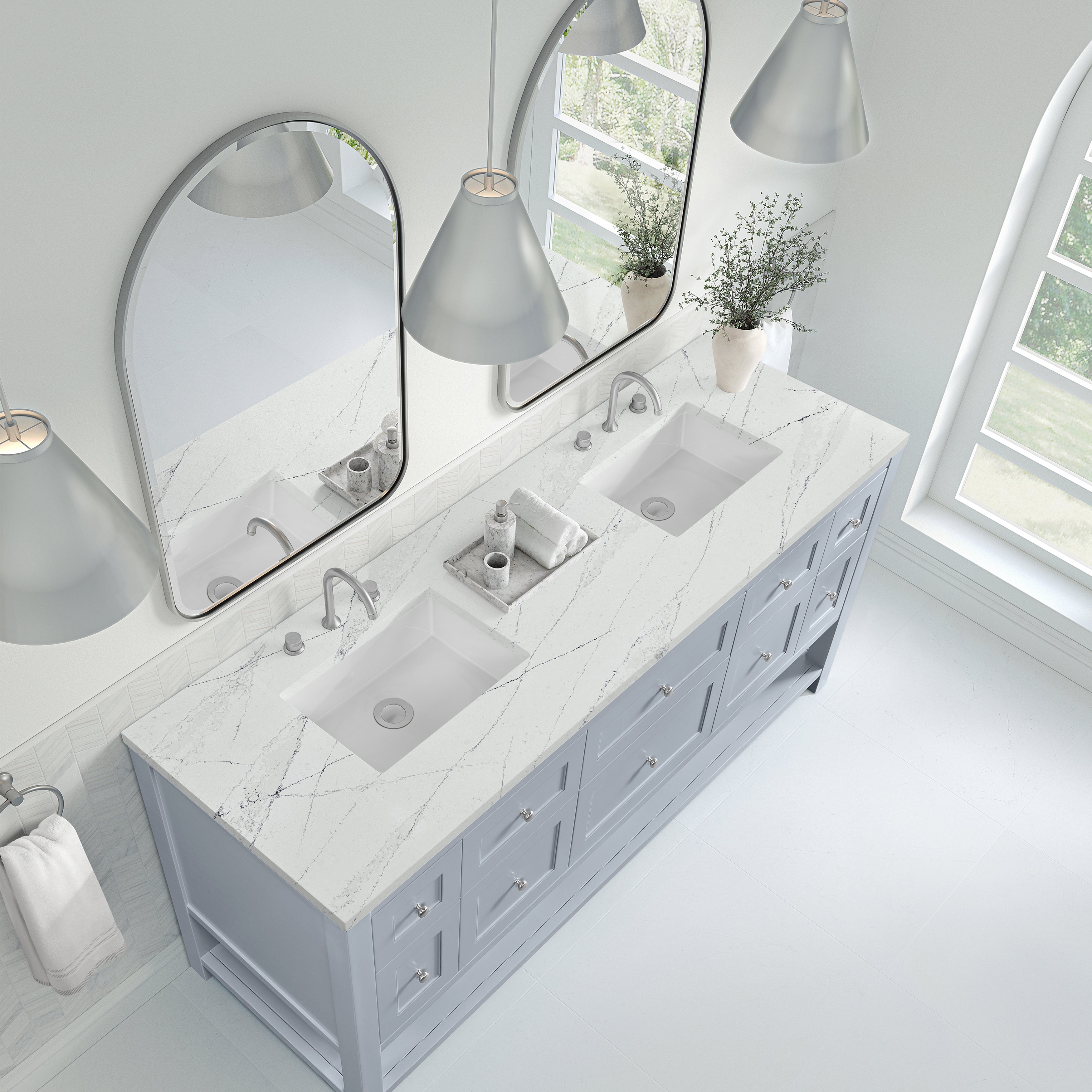 James Martin Breckenridge 72" Double Vanity in Serenity Blue with 3cm Countertop