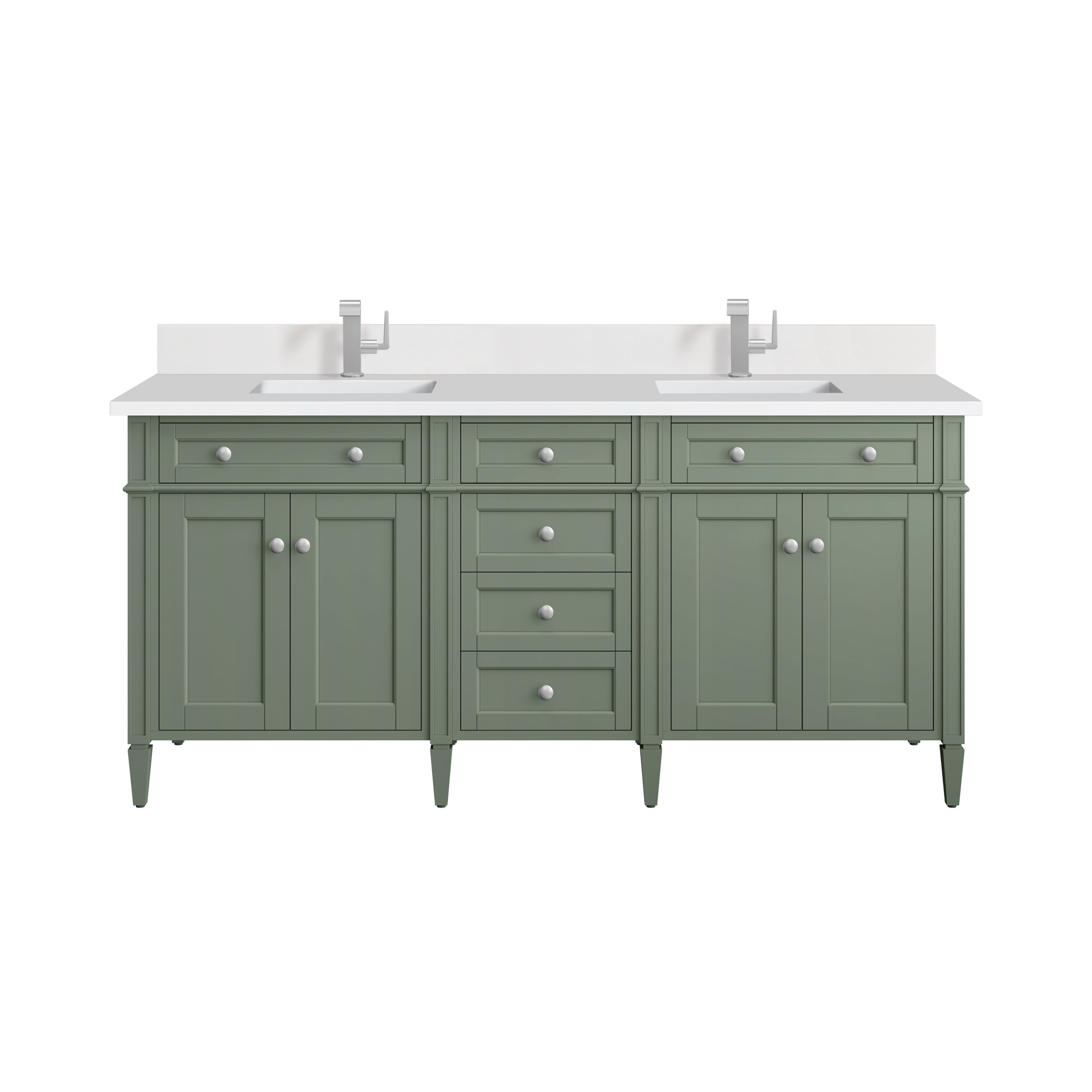 James Martin Brittany 72" Double Vanity in Bright White with 3cm Countertop