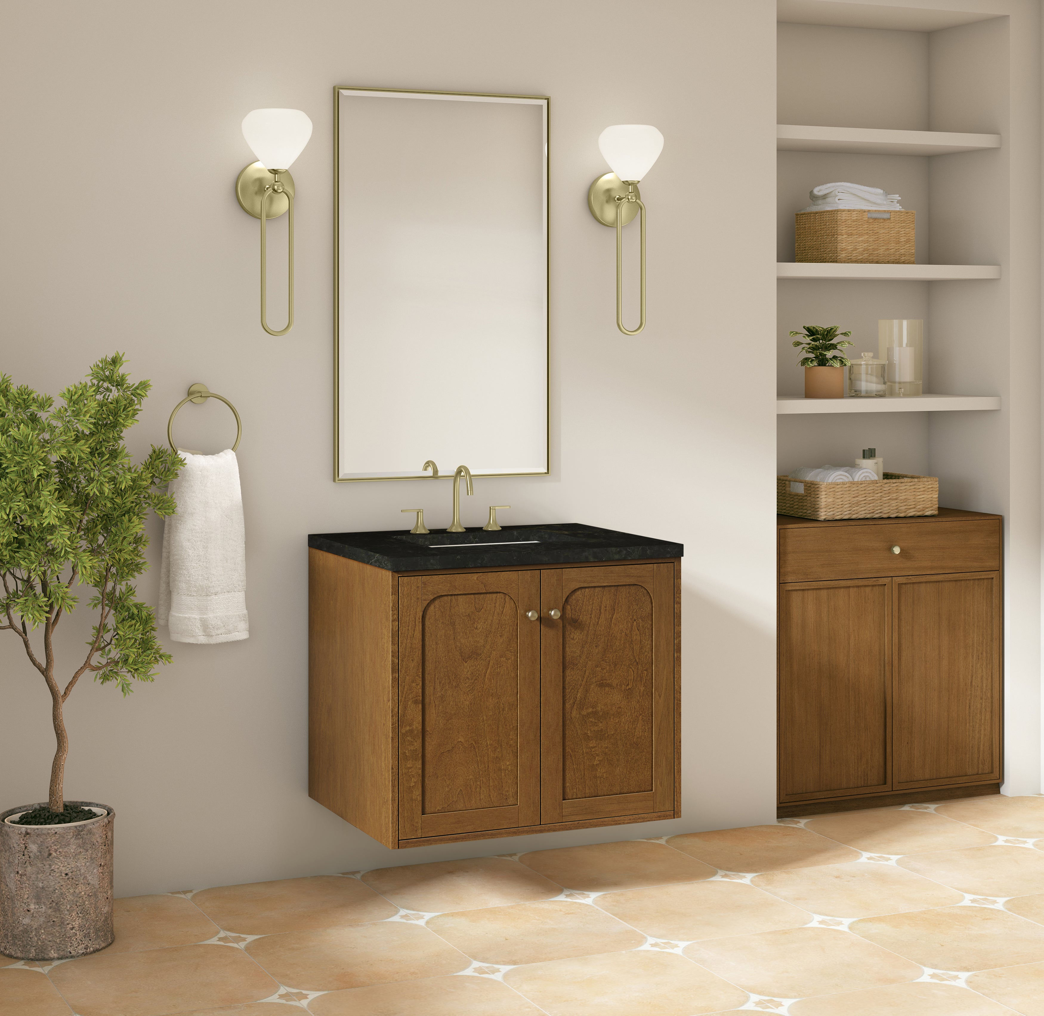 James Martin Laurent 30" Single Vanity in Honey Oak with 3cm Countertop