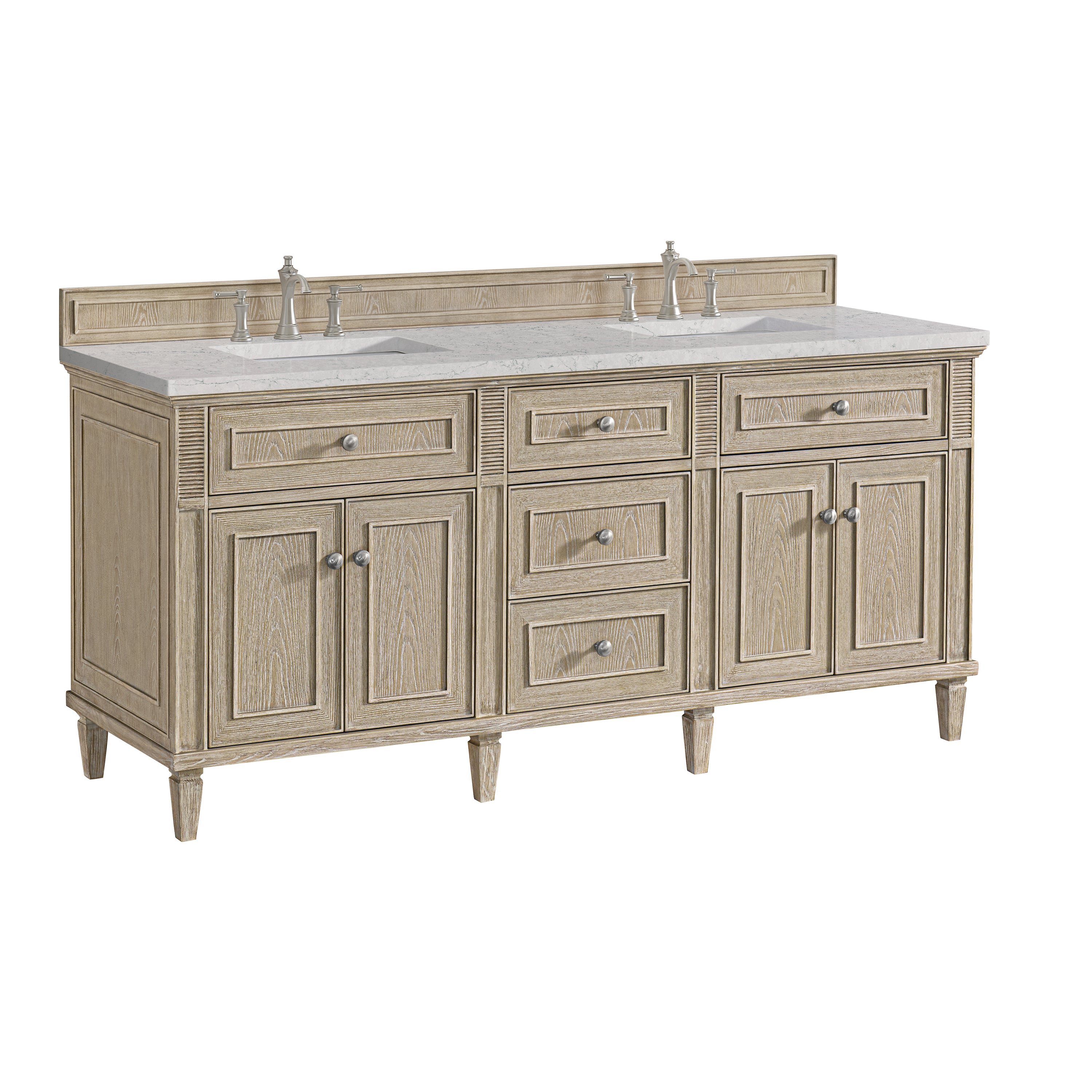 James Martin Lorelai 72" Double Vanity in Whitewashed Oak with 3cm Countertop