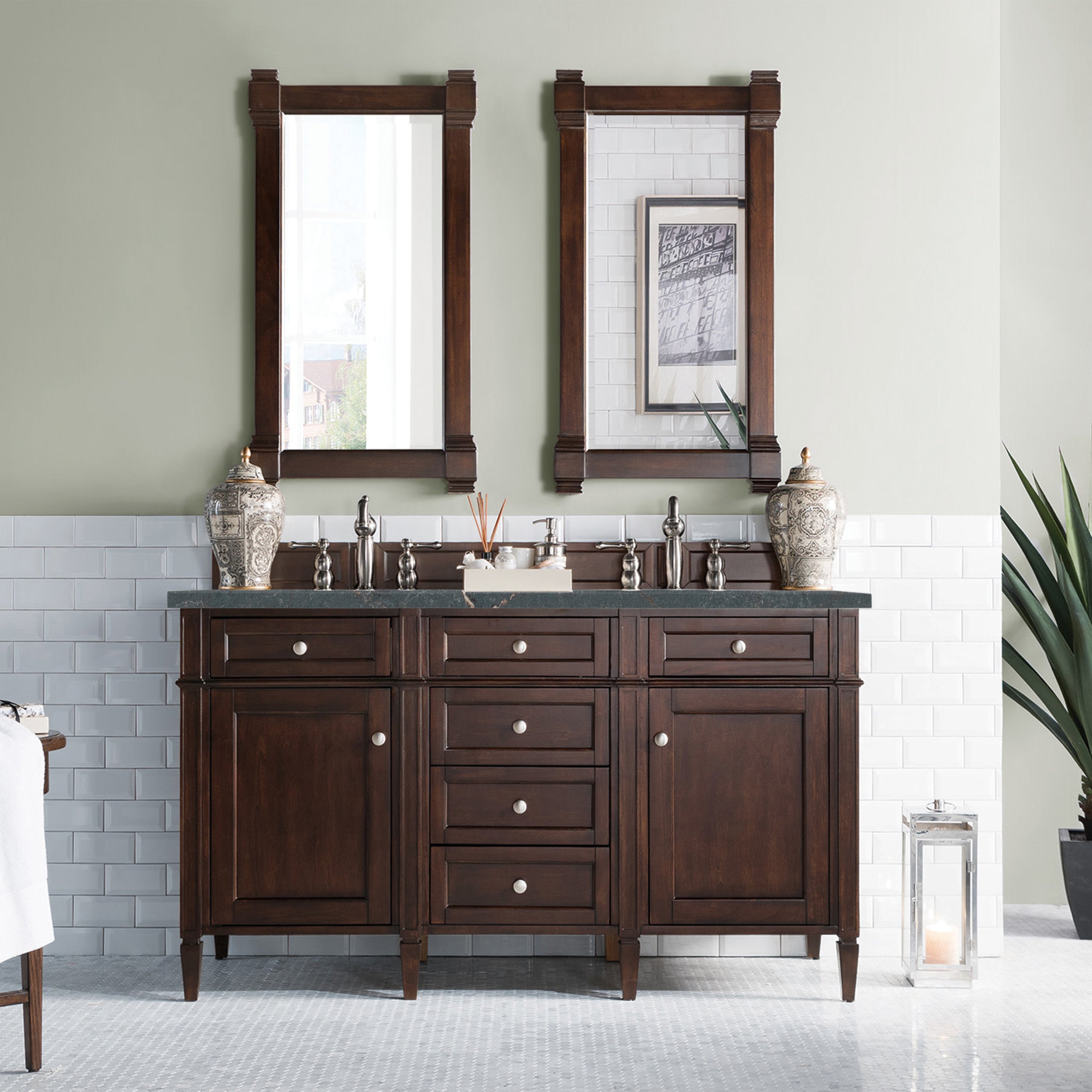 James Martin Brittany 60" Double Vanity in Burnished Mahogany with 3cm Countertop