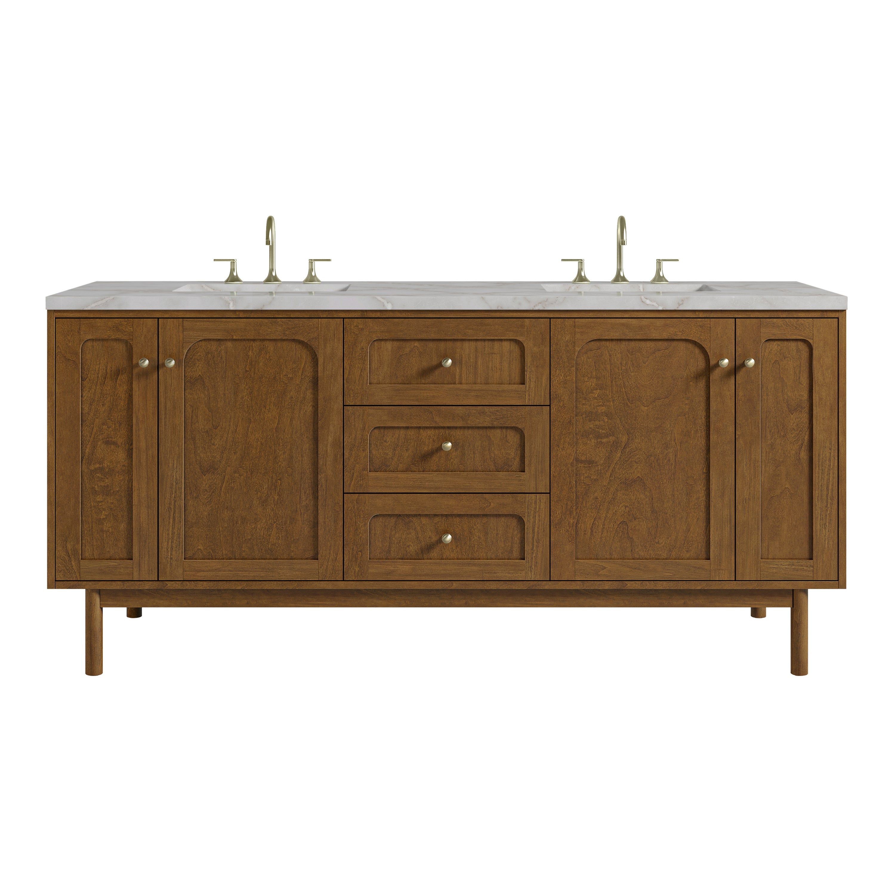James Martin Laurent 72" Double Vanity in Honey Oak with 3cm Countertop and FreePower Wireless Charger