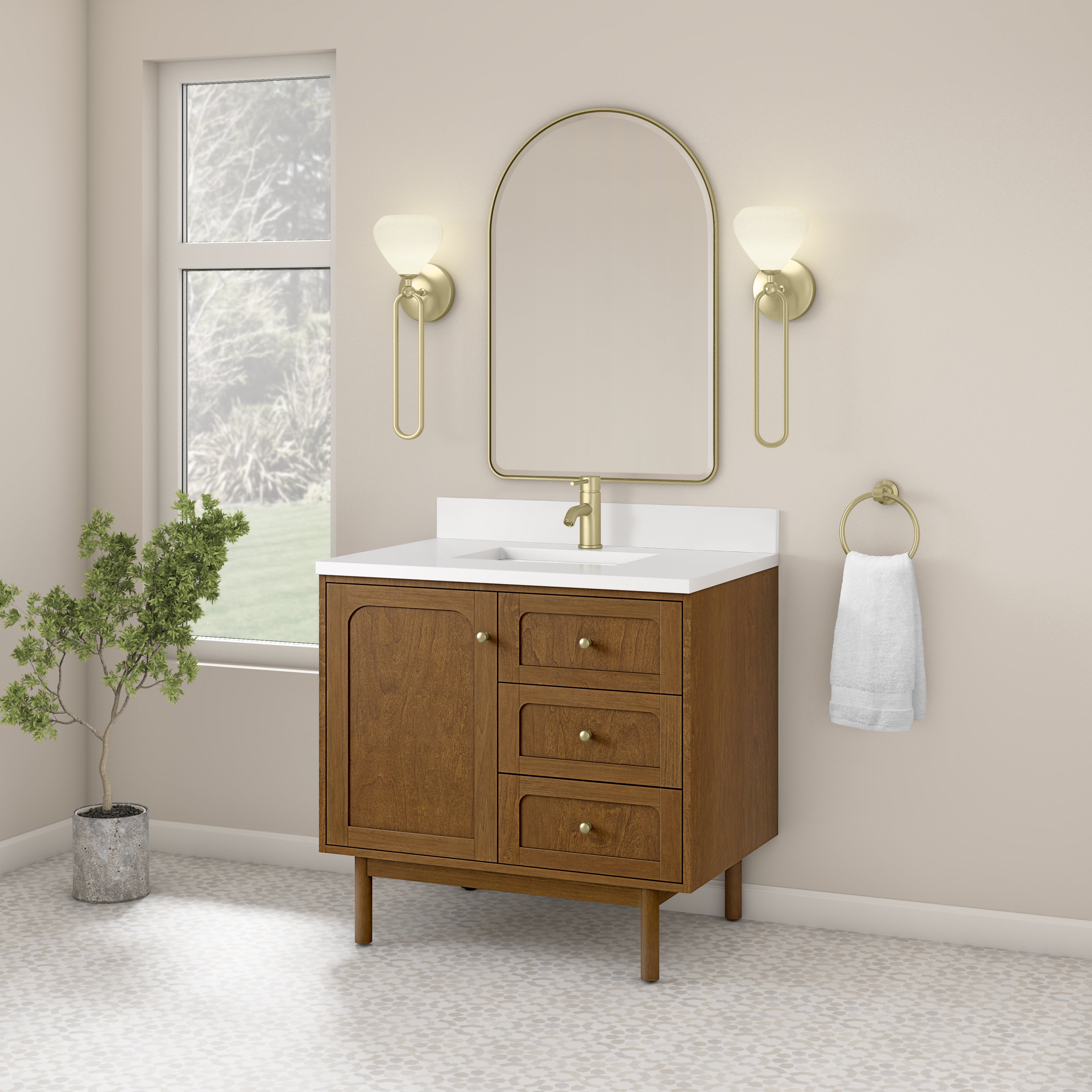 James Martin Laurent 36" Single Vanity in Honey Oak with 3cm Countertop