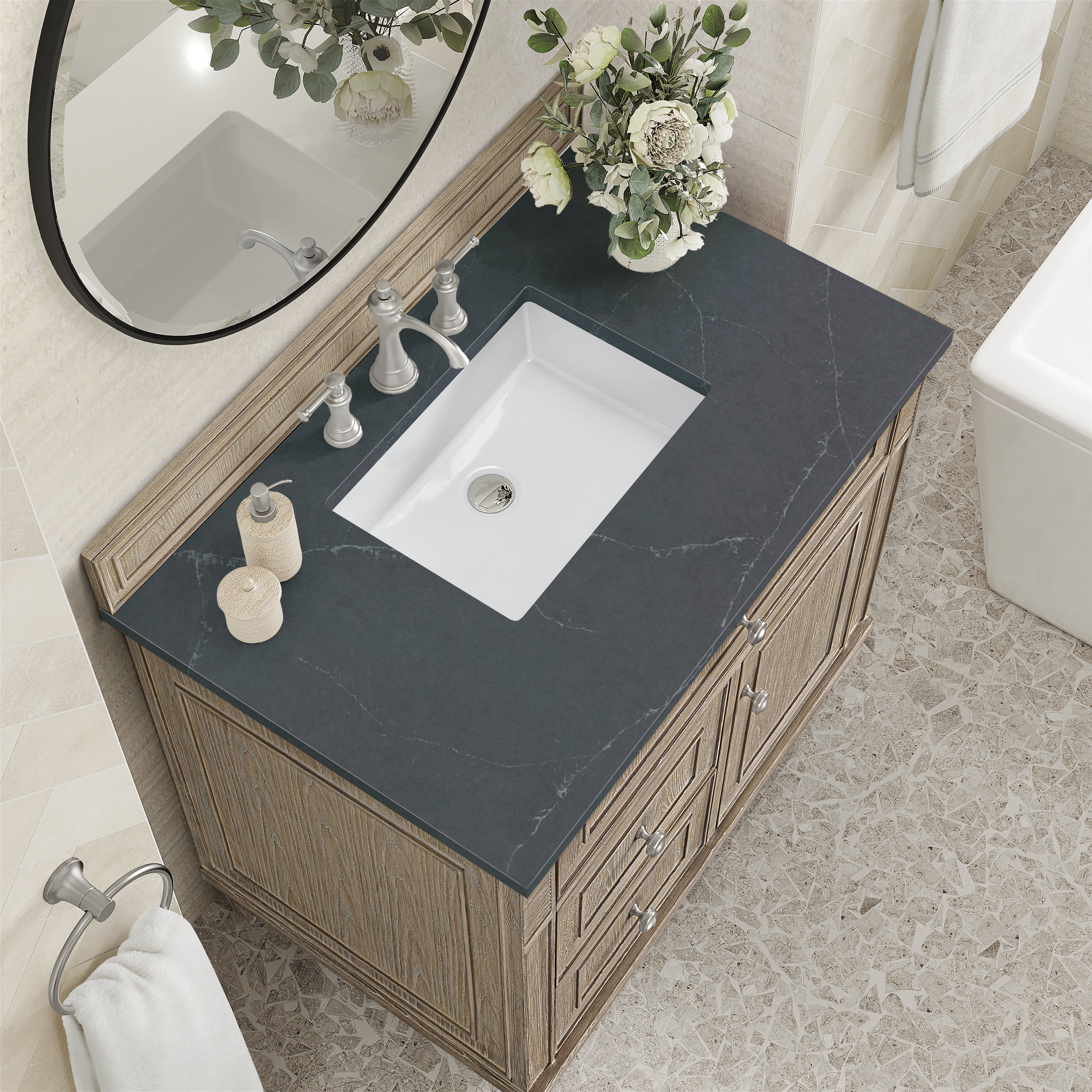 James Martin Lorelai 36" Single Vanity in Whitewashed Oak with 3cm Countertop