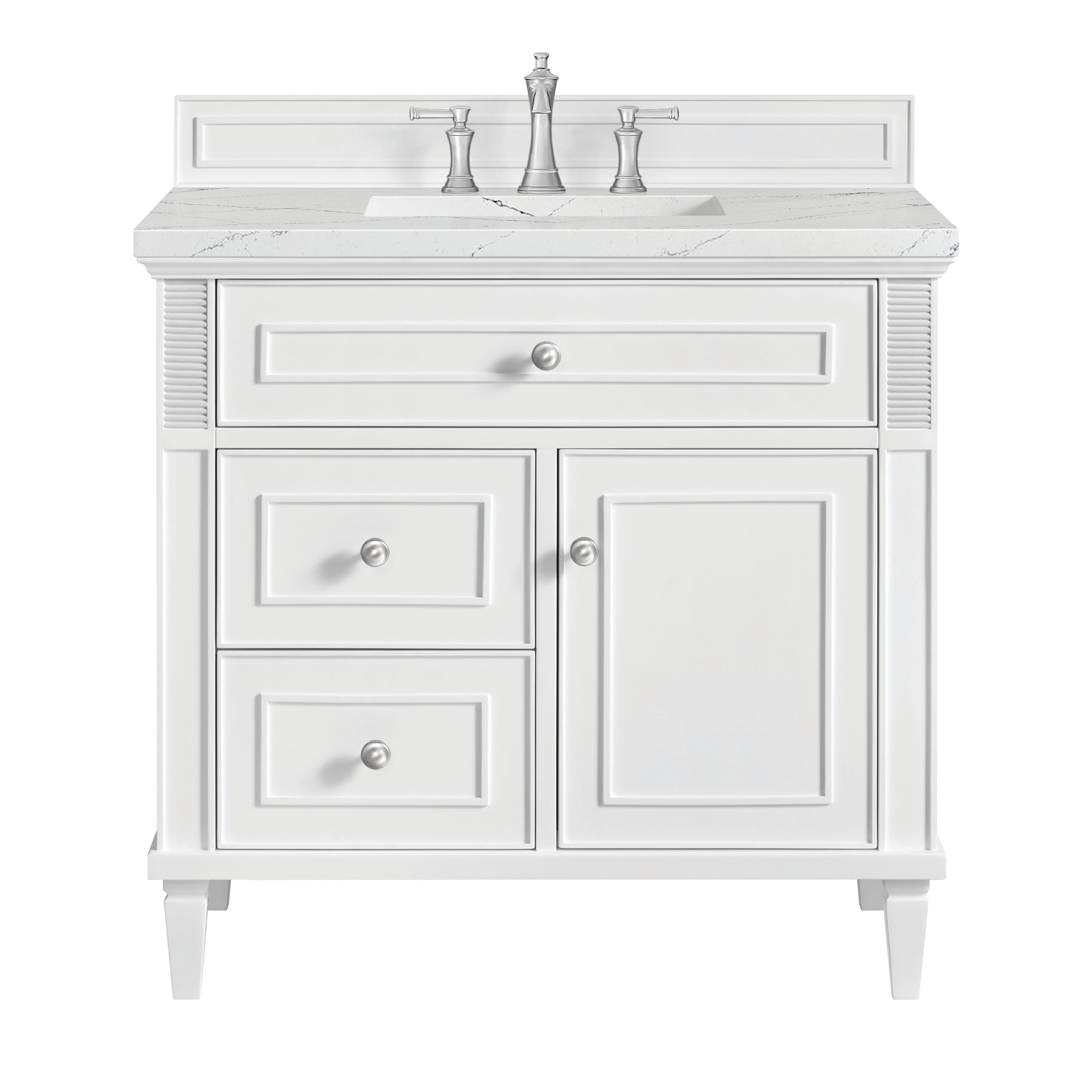 James Martin Lorelai 36" Single Vanity in Bright White with 3cm Countertop
