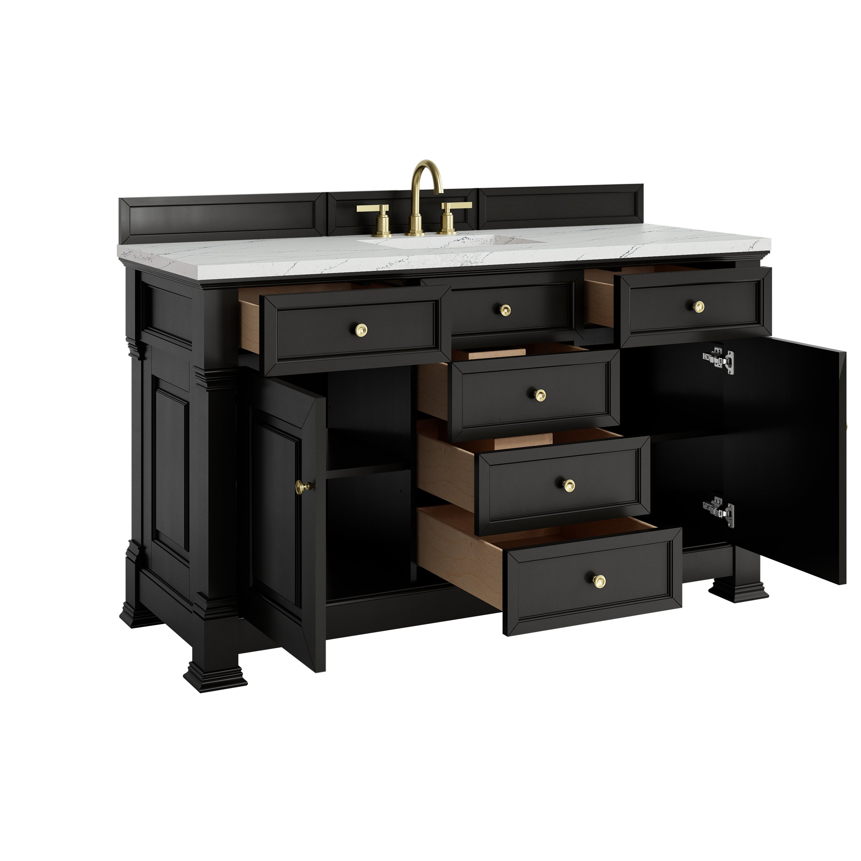 James Martin Brookfield 60" Single Vanity in Black Onyx with 3cm Countertop