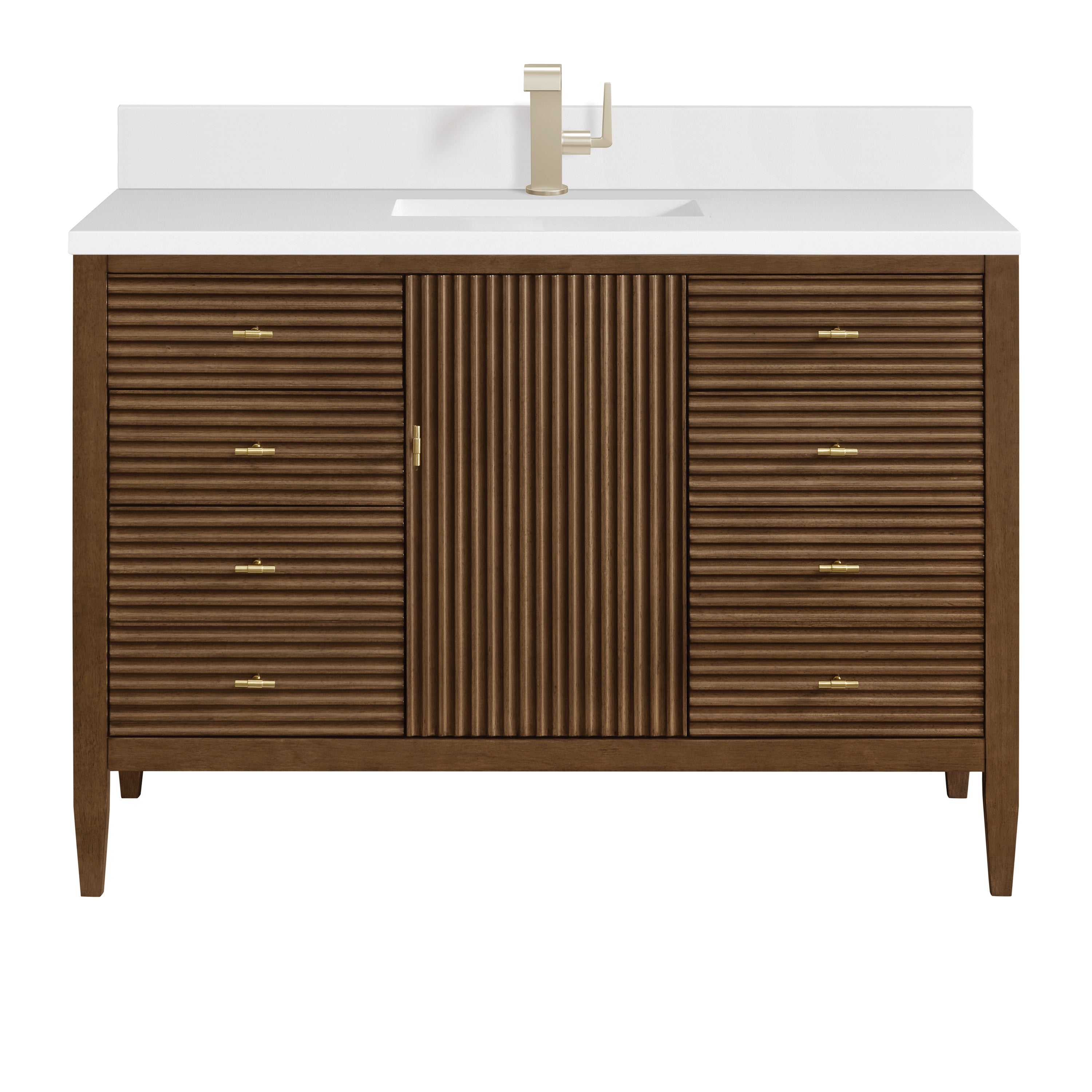 James Martin Myrrin 48" Single Vanity in Mid Century Walnut with 3cm Countertop