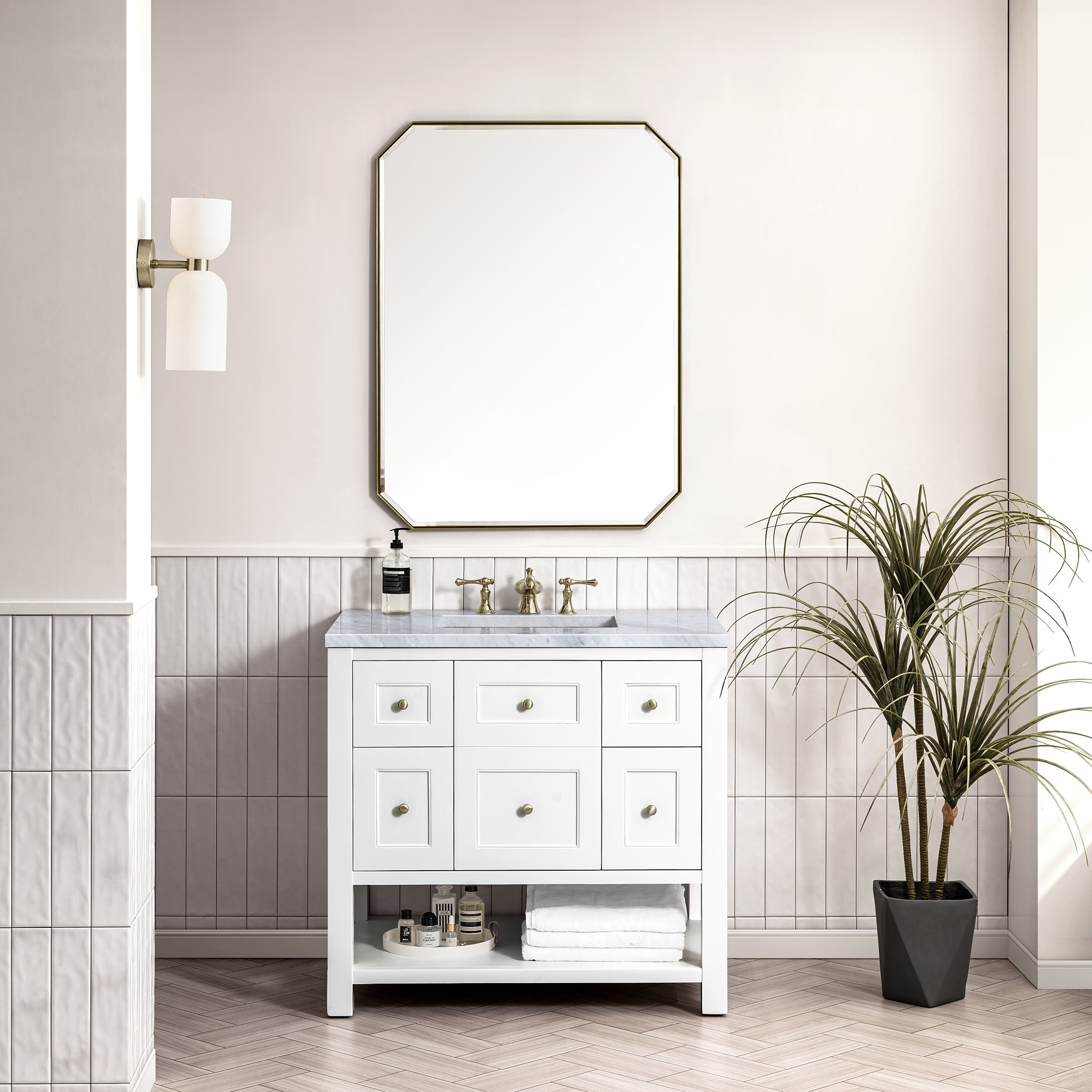 James Martin Breckenridge 36" Single Vanity in Bright White with 3cm Countertop