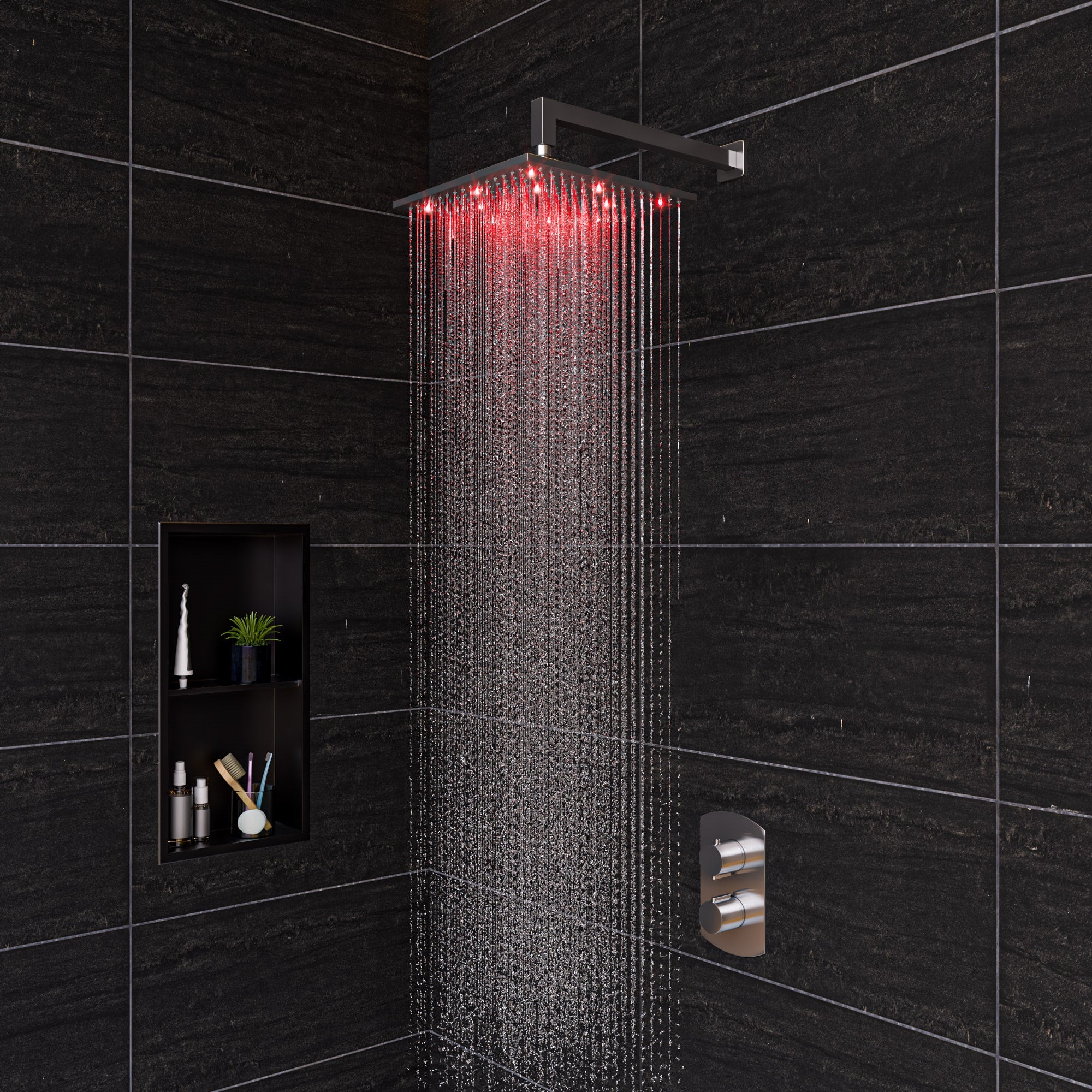 ALFI brand LED12S 12" Square Multi Color LED Rain Shower Head