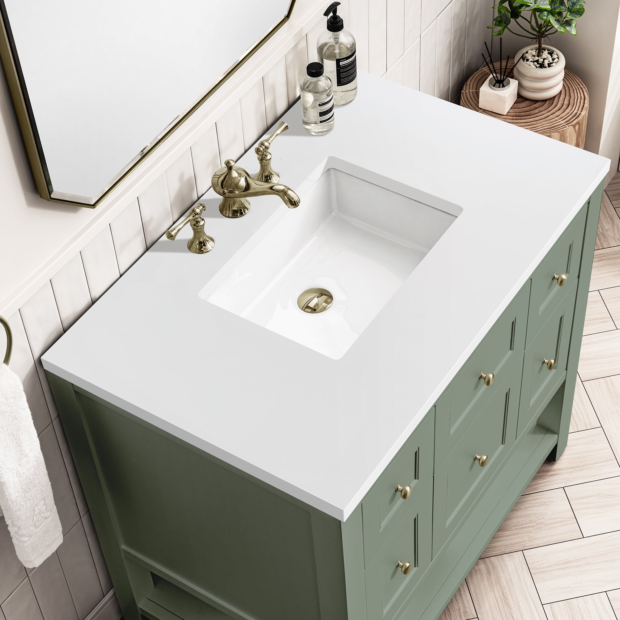 James Martin Breckenridge 36" Single Vanity in Smokey Celadon with 3cm Countertop