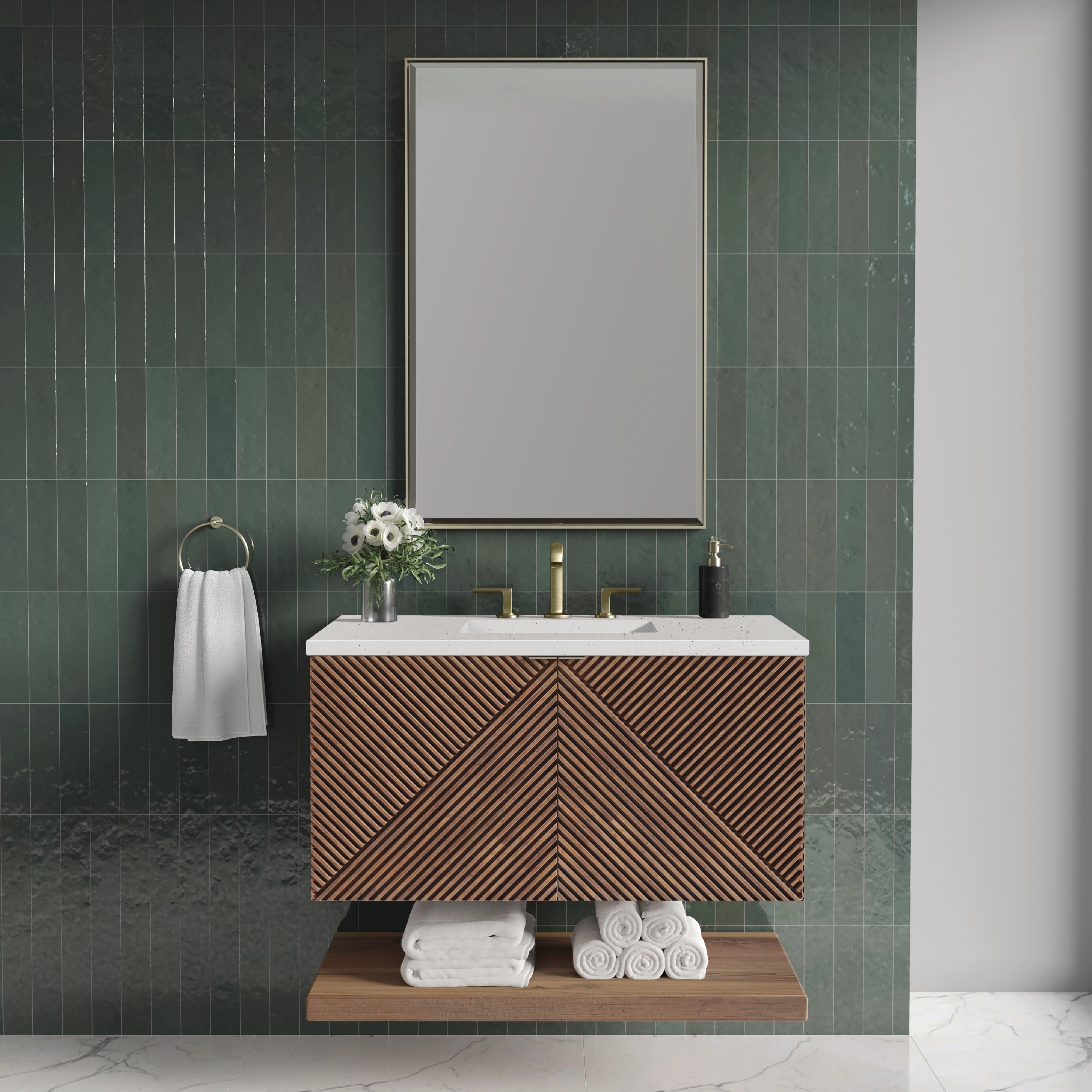James Martin Marcello 36" Single Vanity in Chestnut with 3cm Countertop
