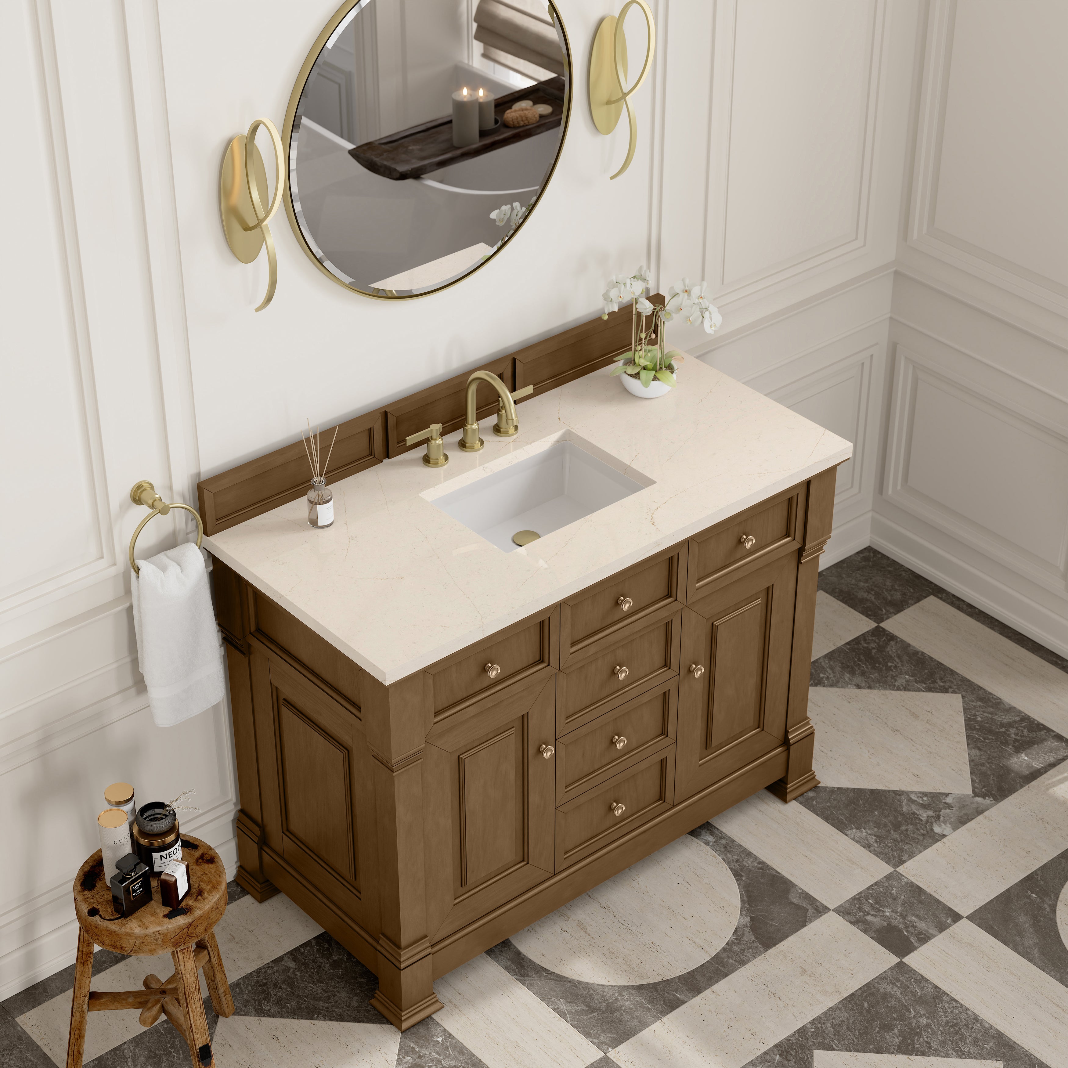 James Martin Brookfield 48" Single Vanity in Honey Oak with 3cm Countertop