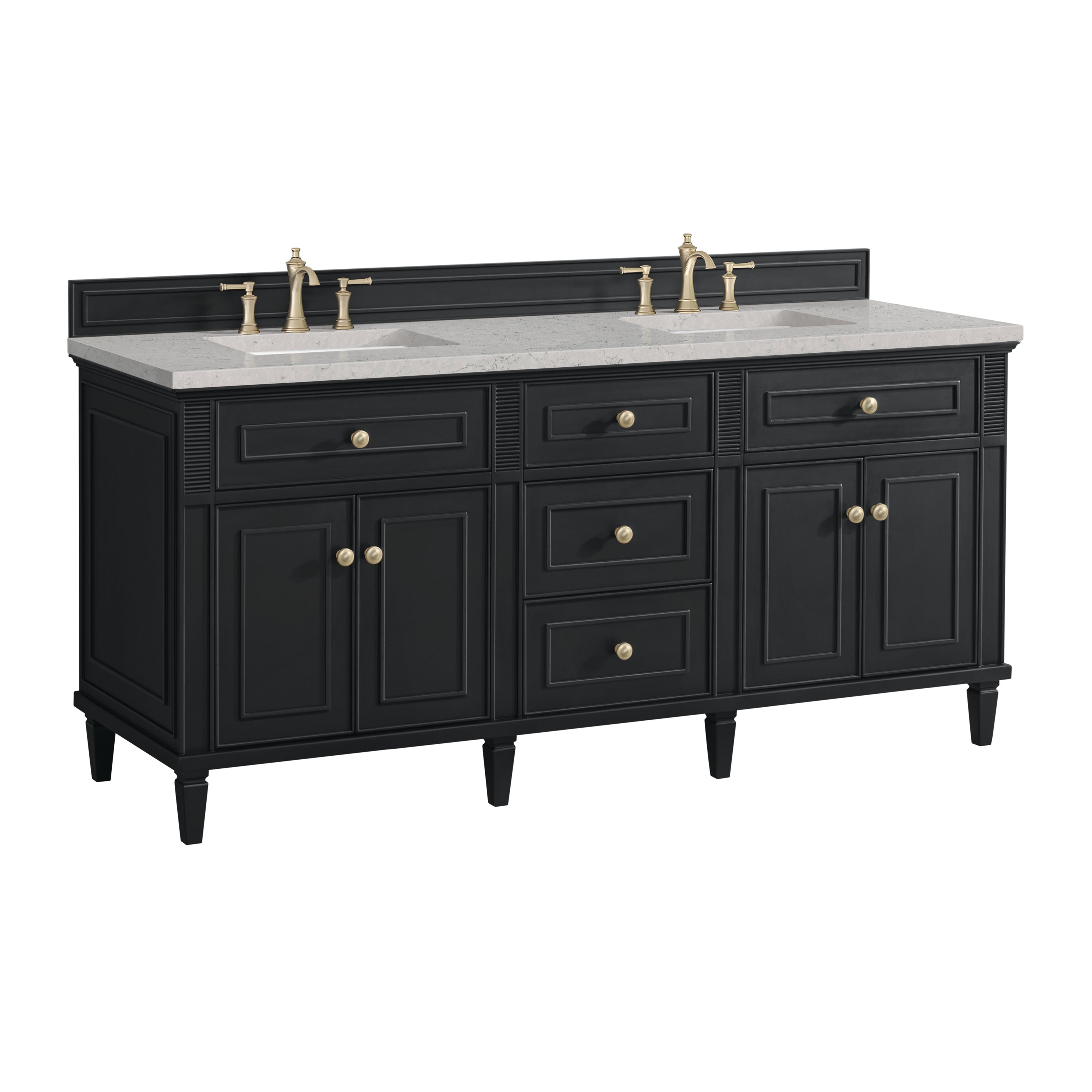 James Martin Lorelai 72" Double Vanity in Black Onyx with 3cm Countertop and FreePower Wireless Charger