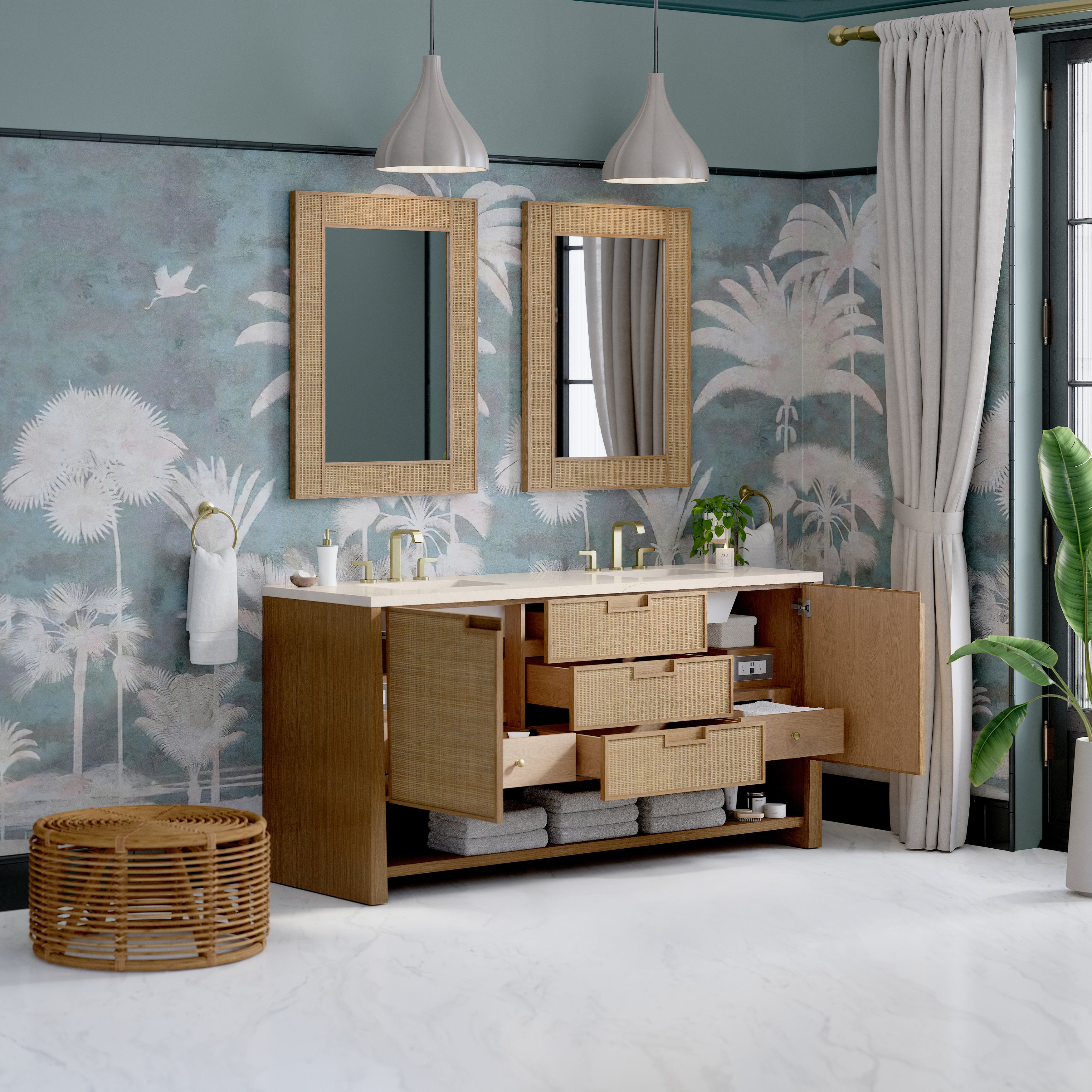 James Martin Solene 72" Double Vanity in Seaside Oak with 3cm Countertop