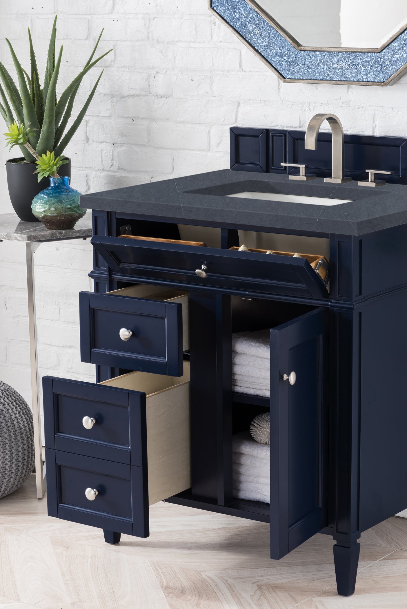 James Martin Brittany 30" Single Vanity in Victory Blue with 3cm Countertop