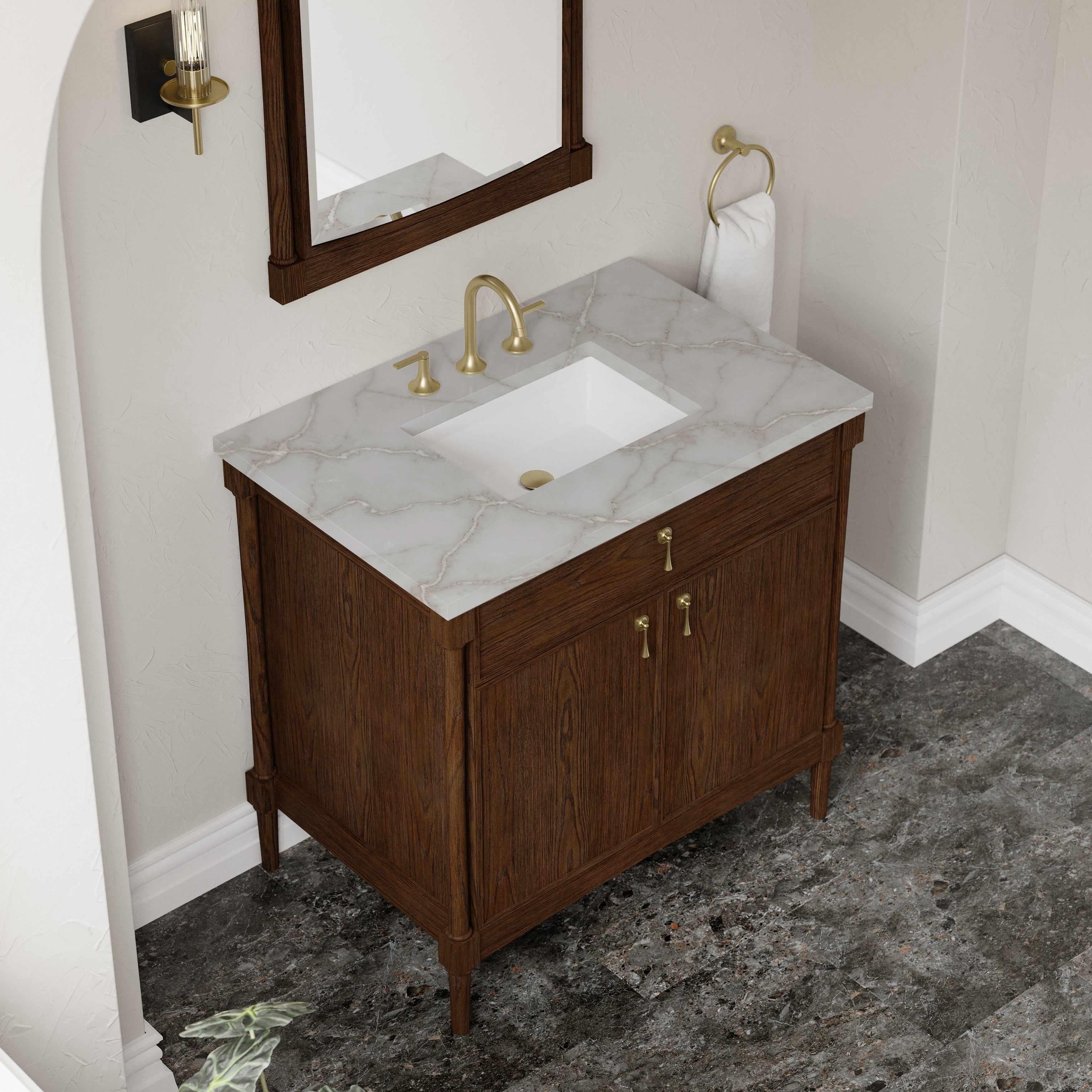 James Martin Kinnsden 36" Single Vanity in Sable Oak with 3cm Countertop