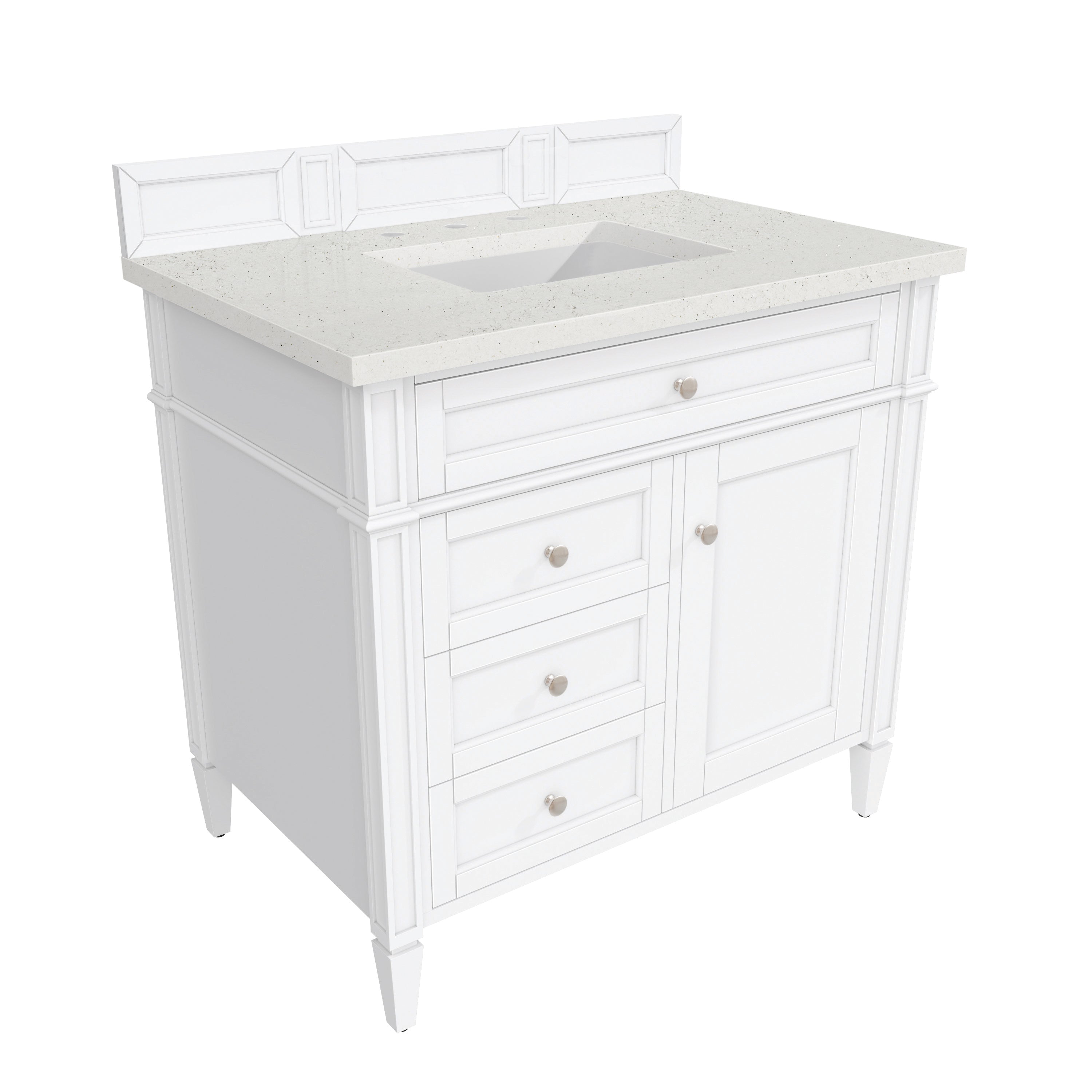 James Martin Brittany 36" Single Vanity in Bright White with 3cm Countertop