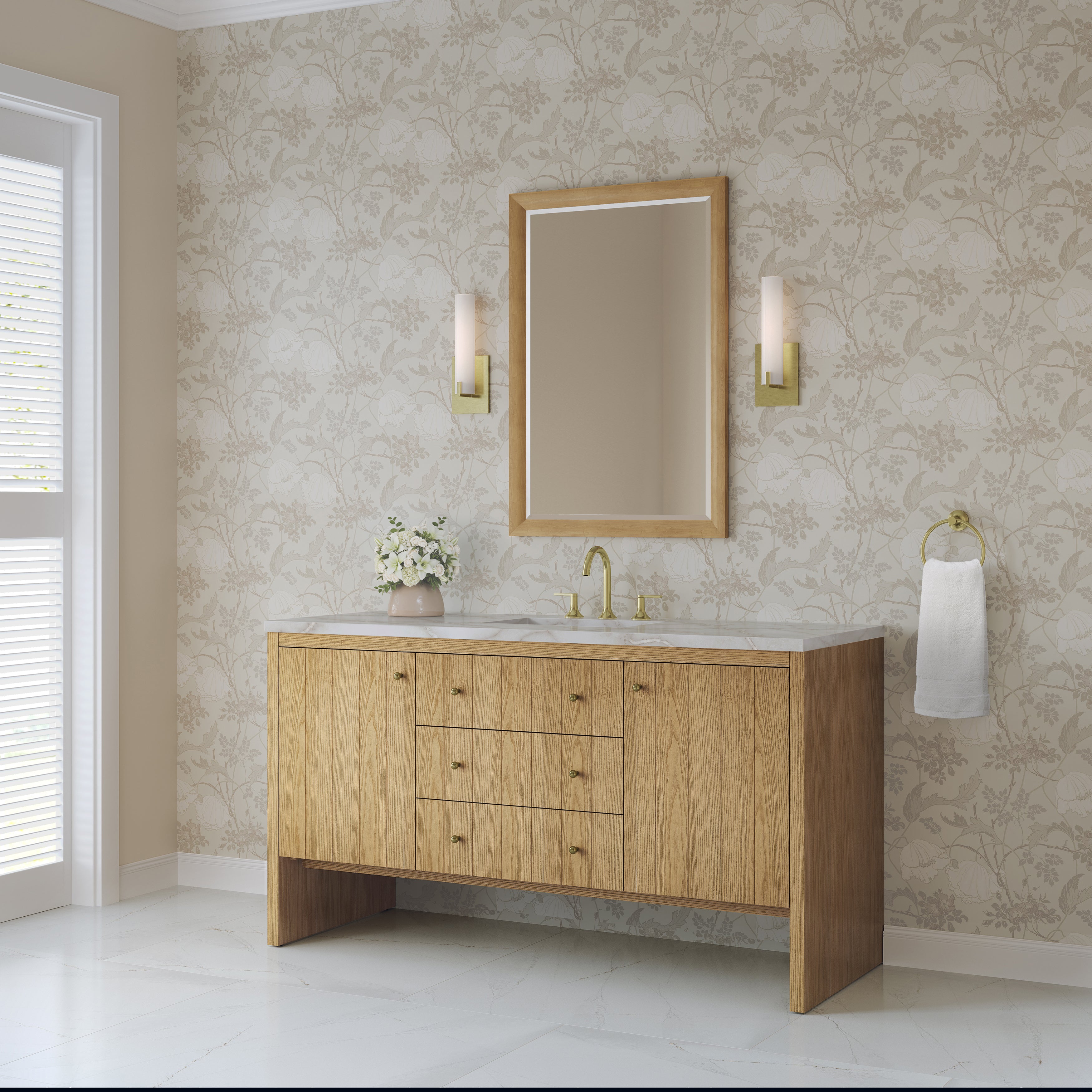 James Martin Hudson 60" Single Vanity in Light Natural Oak with 3cm Countertop