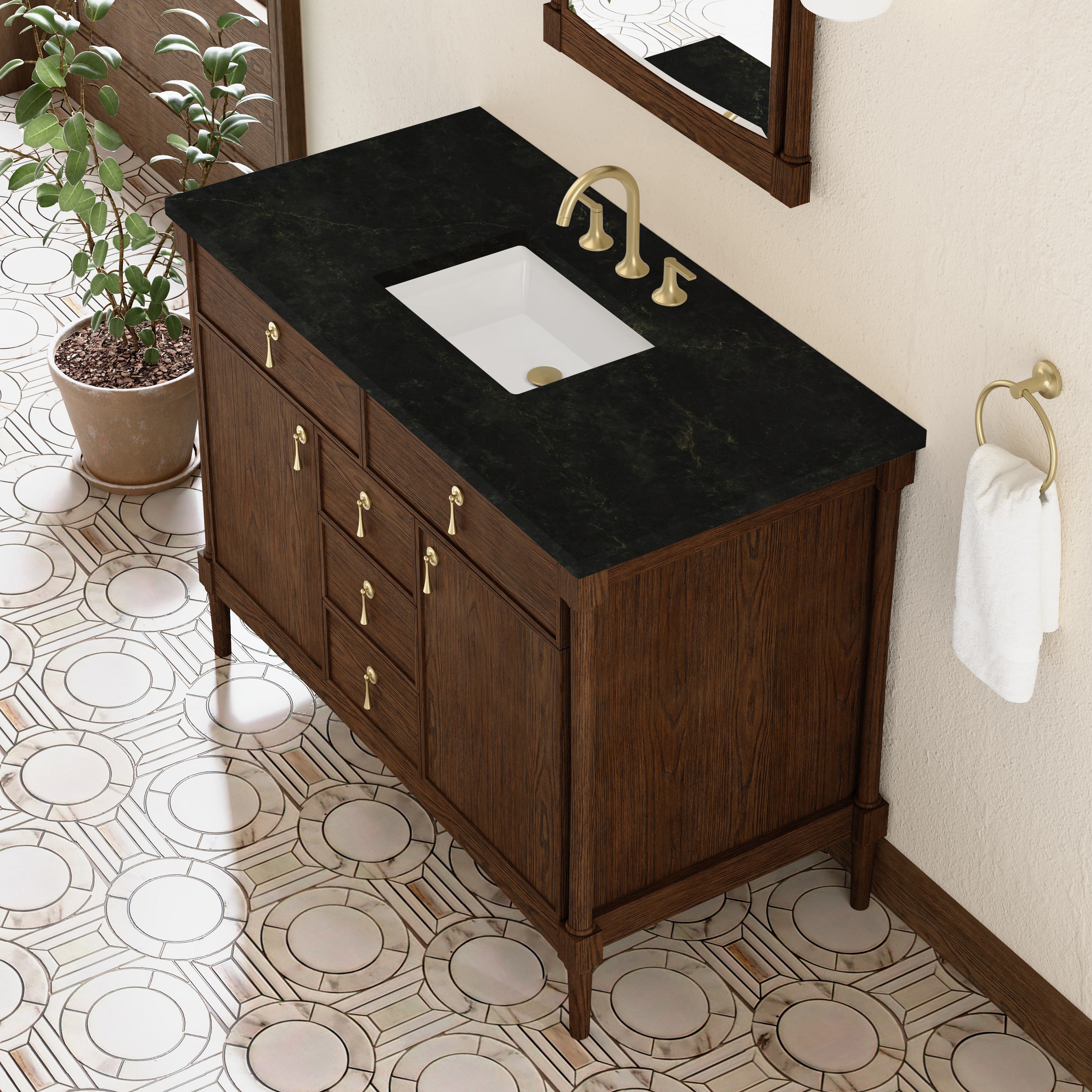 James Martin Kinnsden 48" Single Vanity in Sable Oak with 3cm Countertop