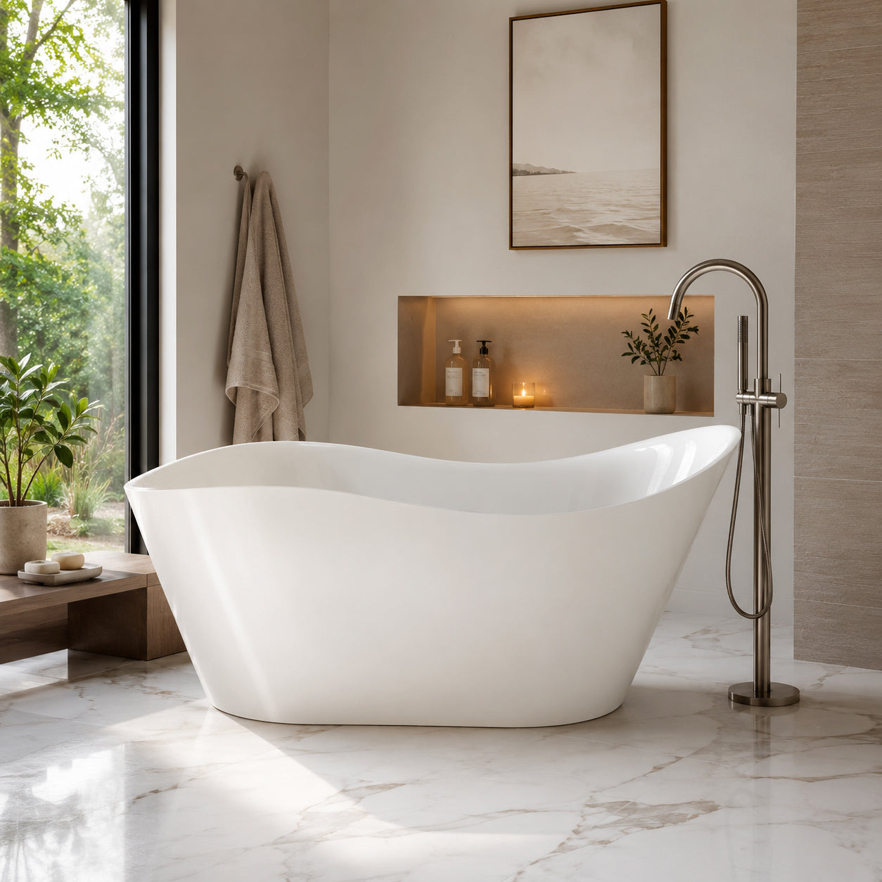 Maidstone Gianna II 65-In Acrylic Freestanding Contemporary Tub