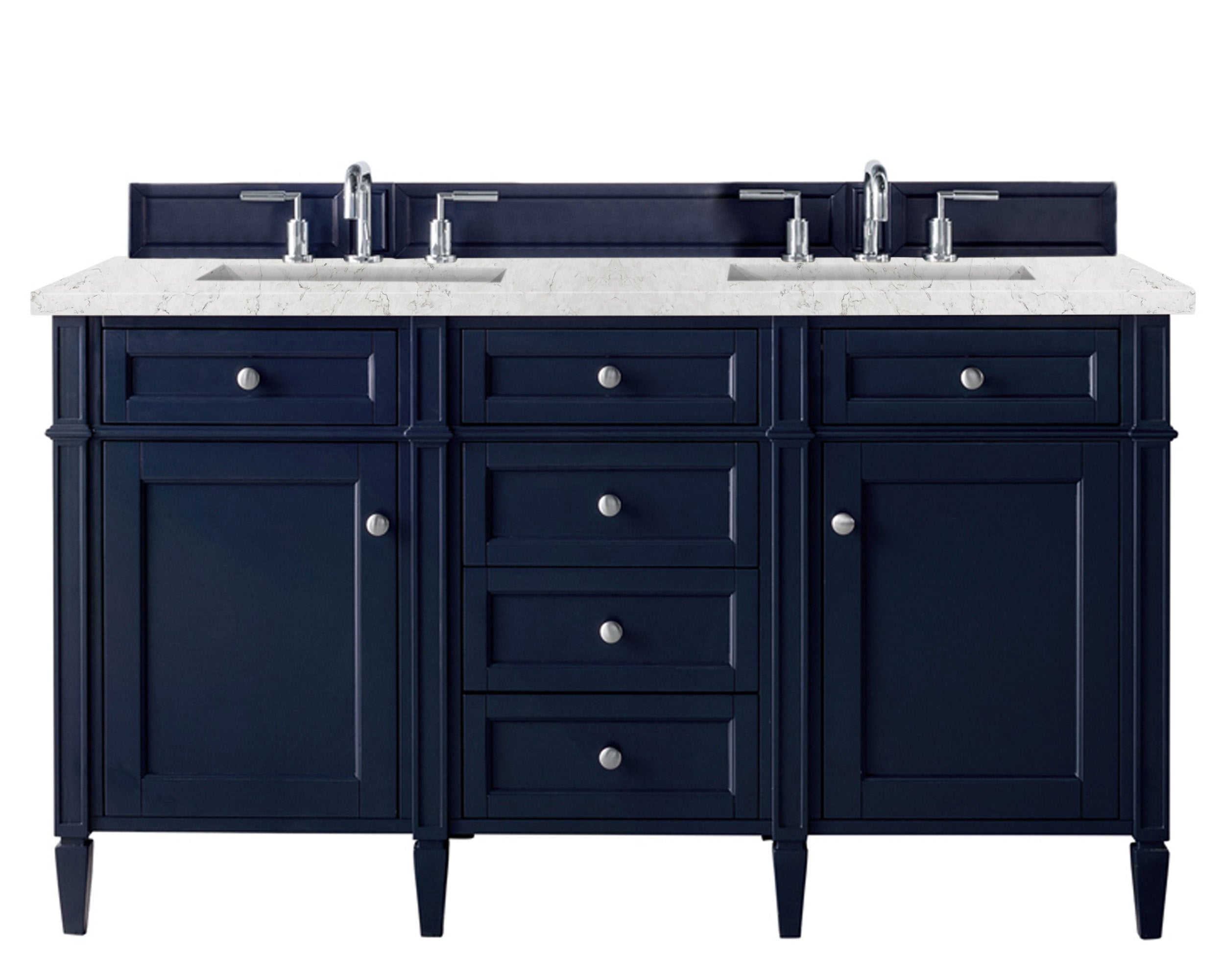 James Martin Brittany 60" Double Vanity in Victory Bleu with 3cm Countertop