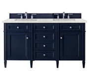 James Martin Brittany 60" Double Vanity in Victory Bleu with 3cm Countertop and FreePower Wireless Charger