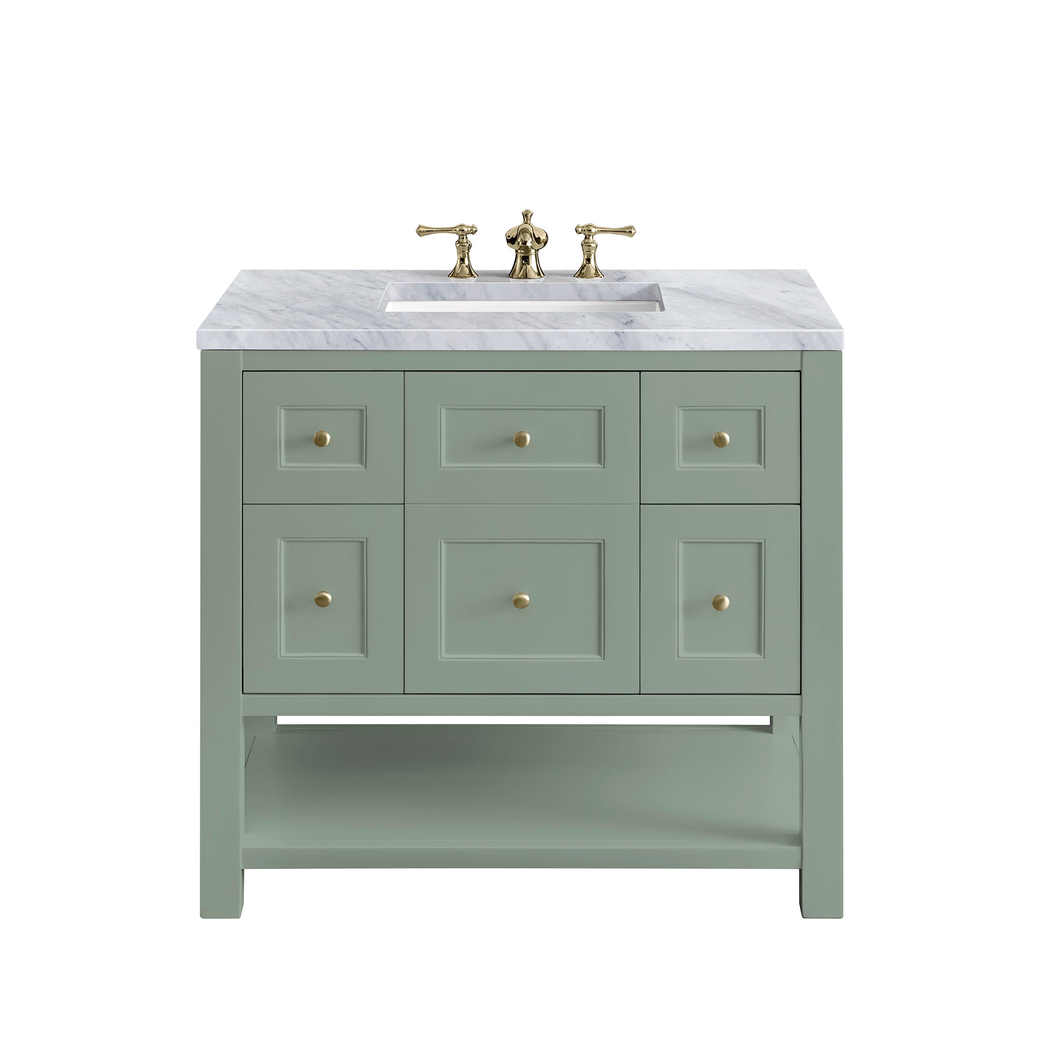 James Martin Breckenridge 36" Single Vanity in Smokey Celadon with 3cm Countertop
