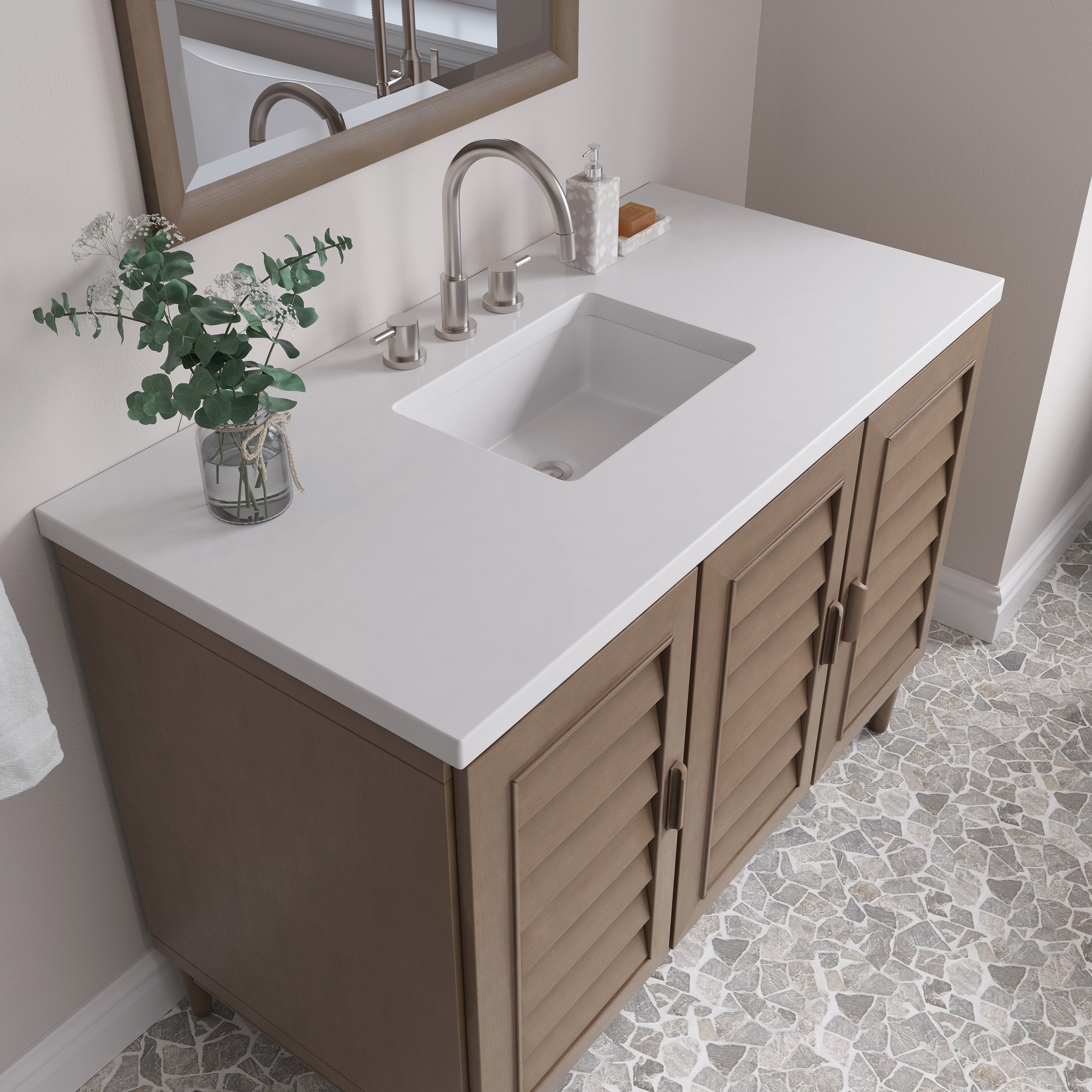 James Martin Portland 48" Single Vanity in Whitewashed Walnut with 3cm Countertop