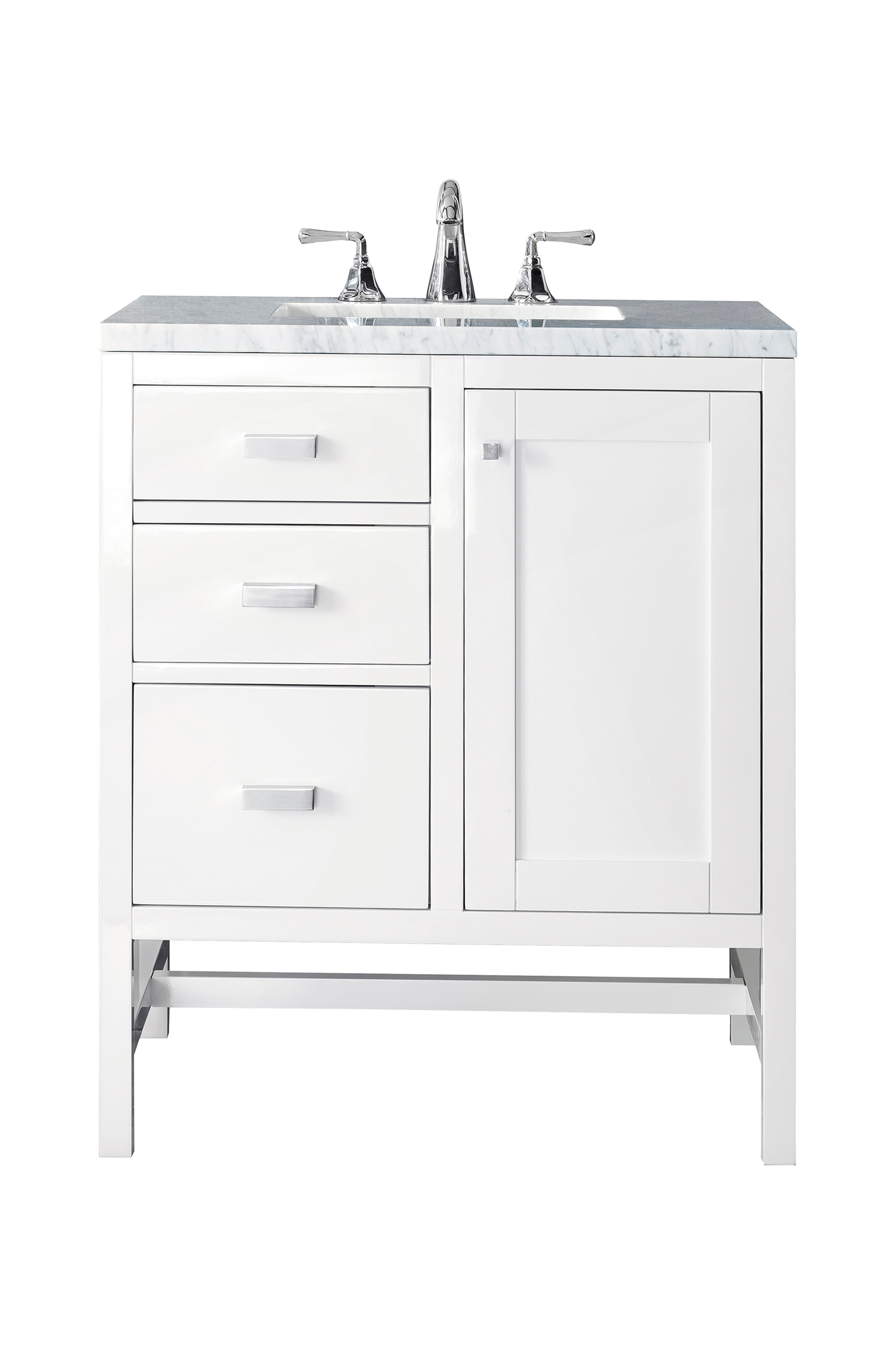 James Martin Addison 30" Single Vanity in Glossy White with 3cm Countertop