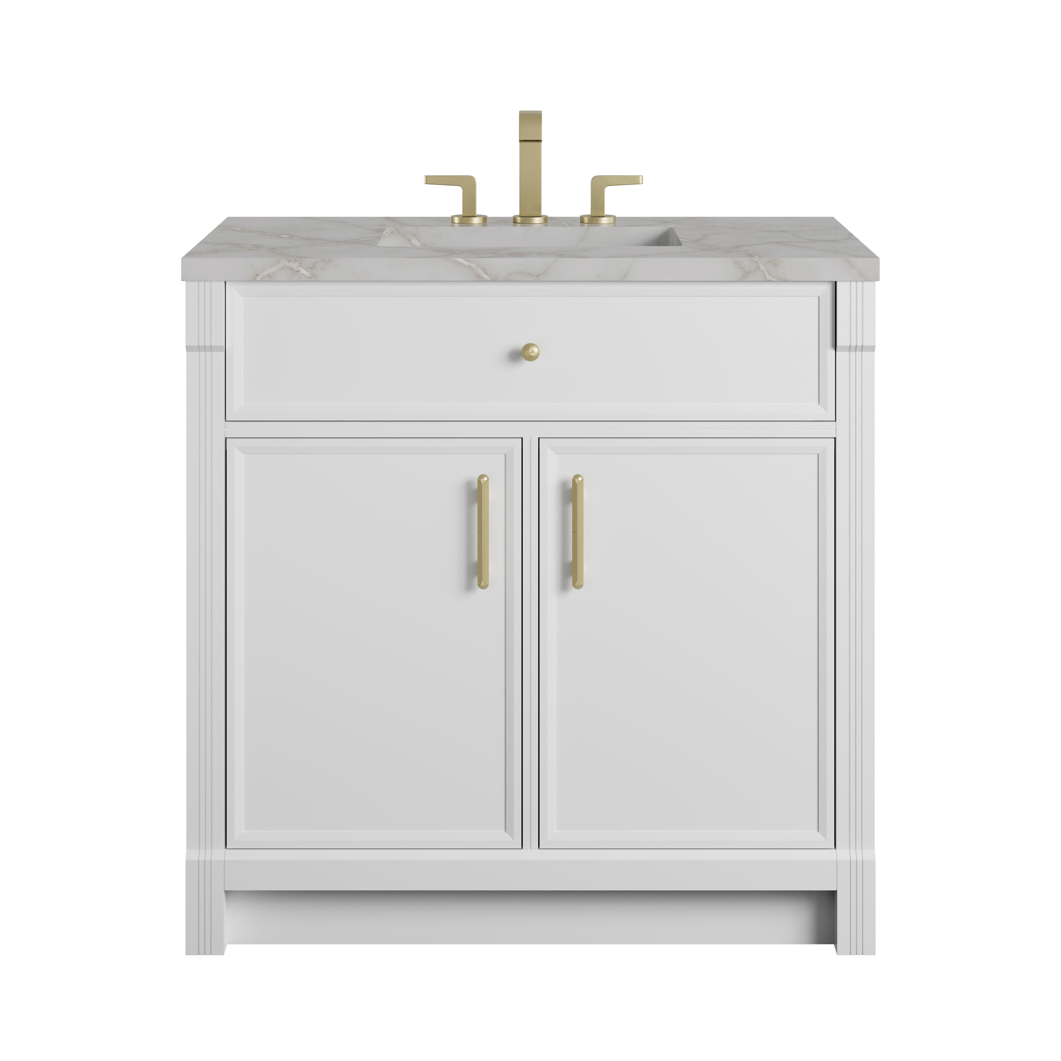 James Martin Bellshire 36" Single Vanity in Bright White with 3cm Countertop