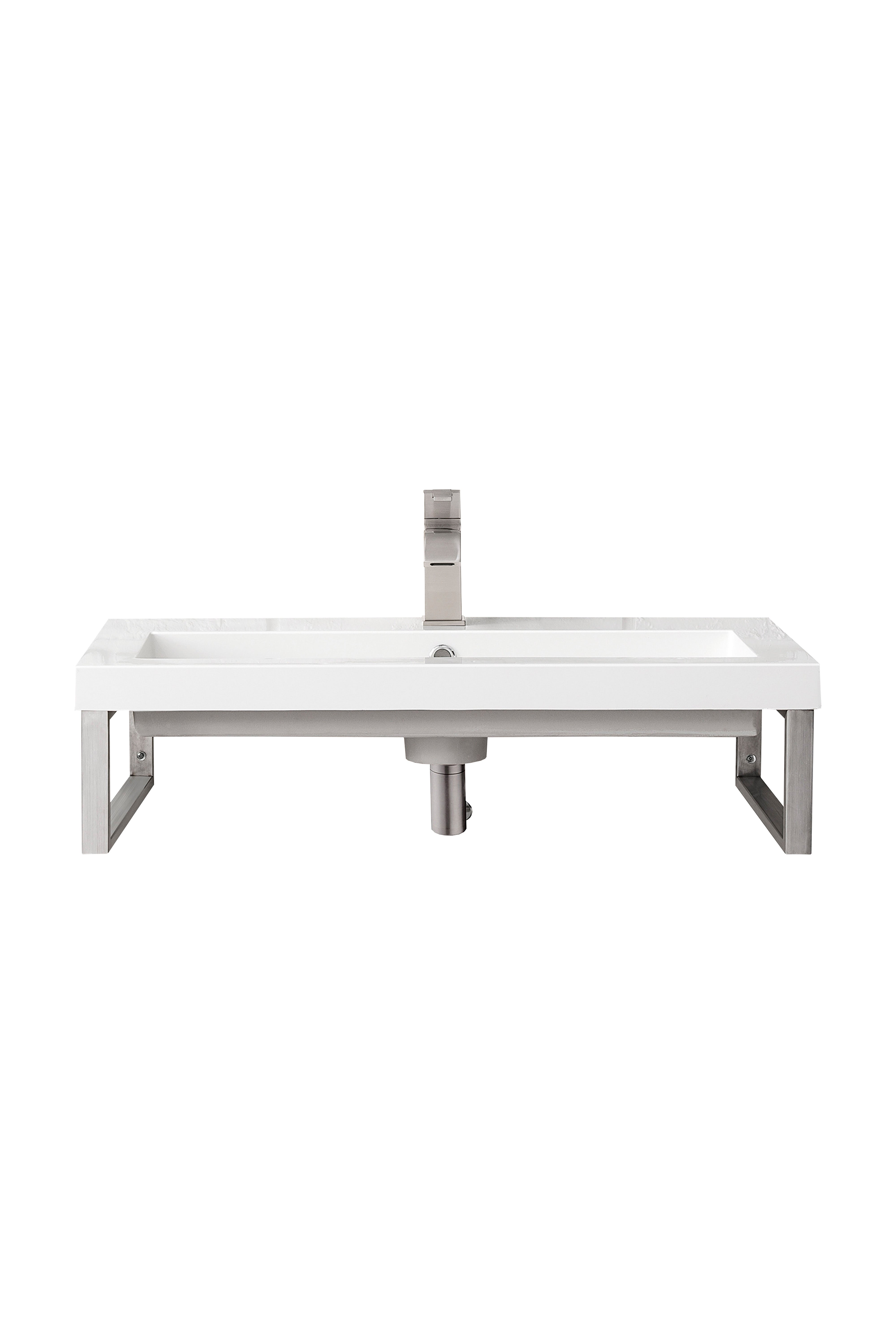 James Martin Two Boston 15.25" Wall Brackets with 31.5" White Glossy Composite Stone Top