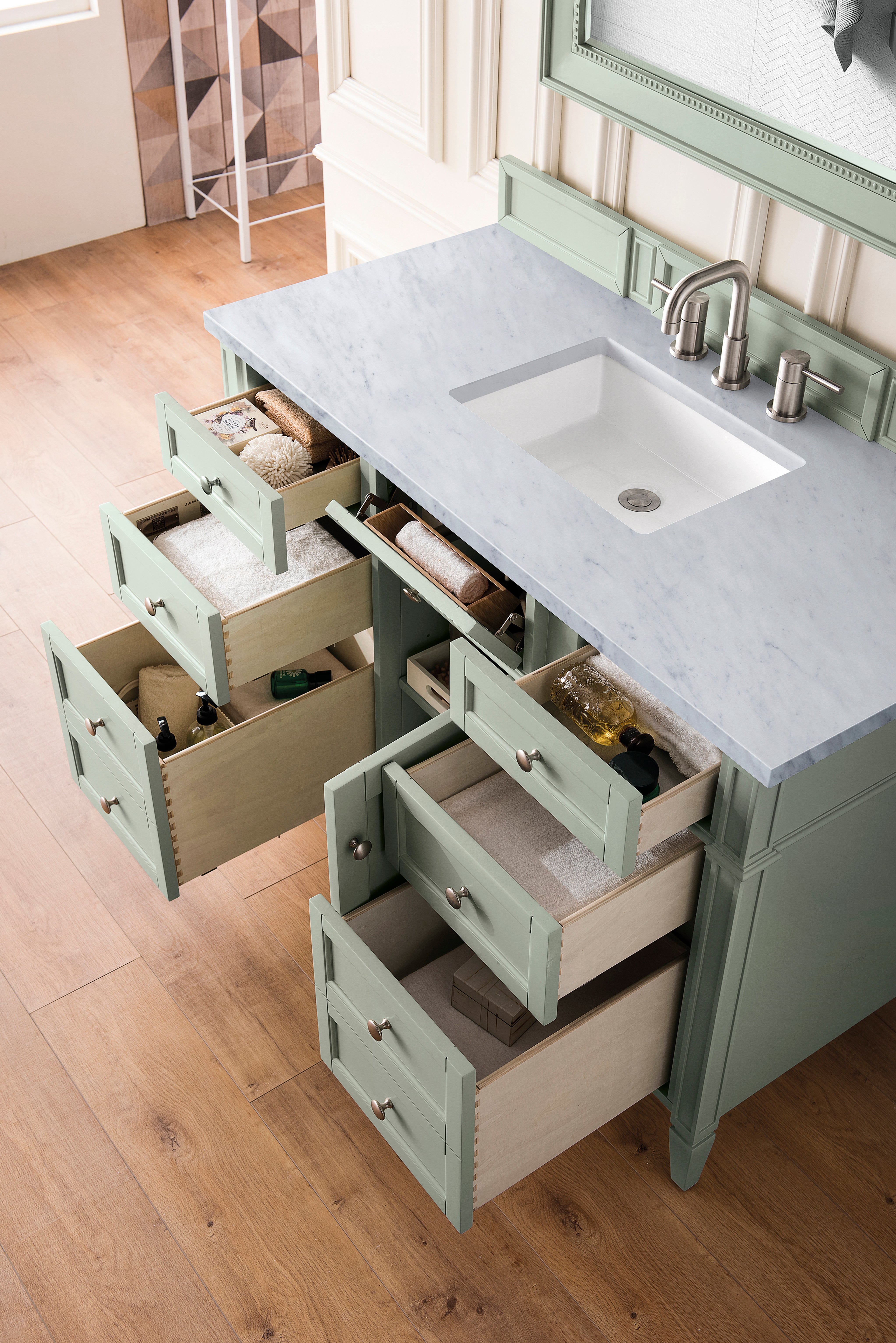 James Martin Brittany 48" Single Vanity in Sage Green with 3cm Countertop