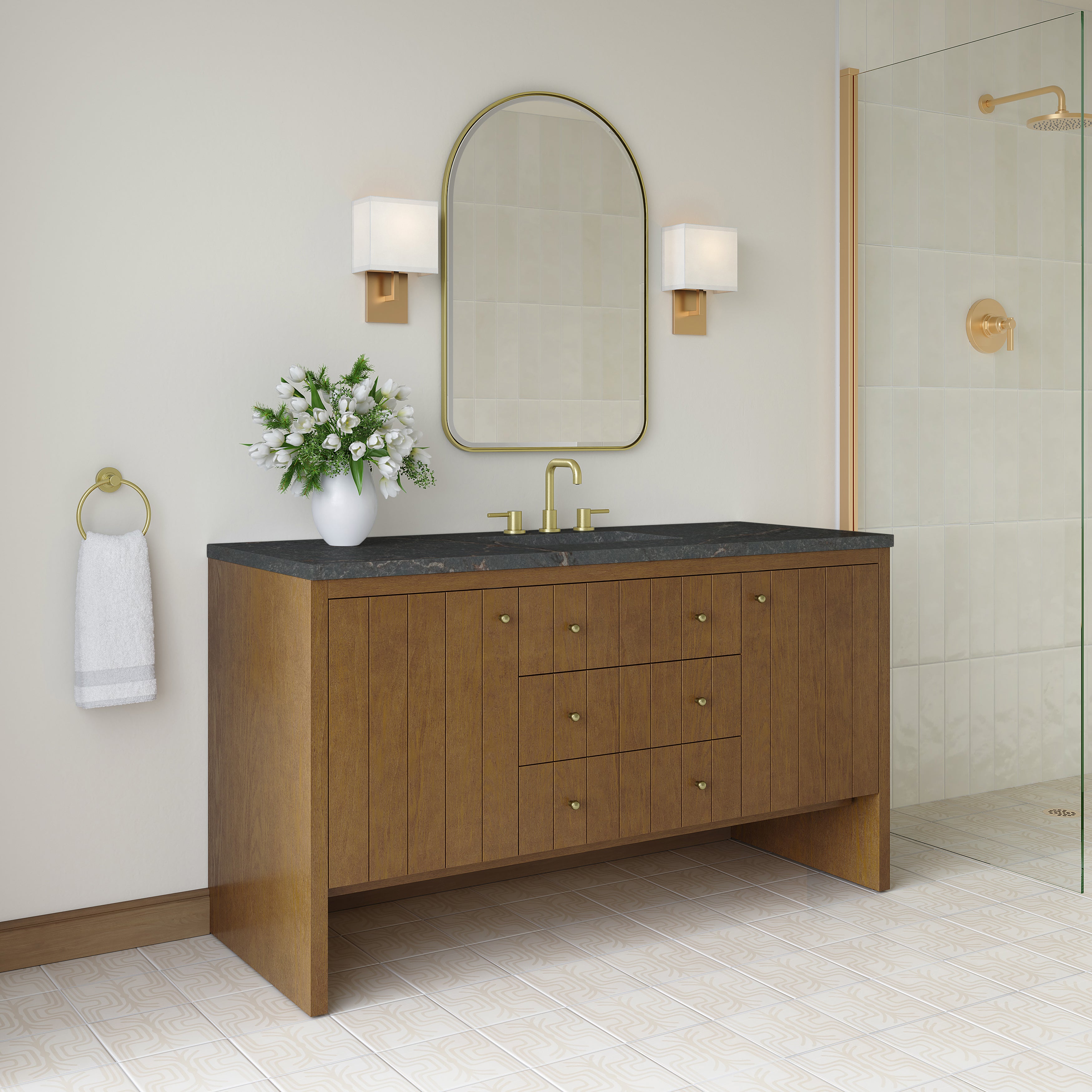 James Martin Hudson 60" Single Vanity in Honey Oak with 3cm Countertop and FreePower Wireless Charger