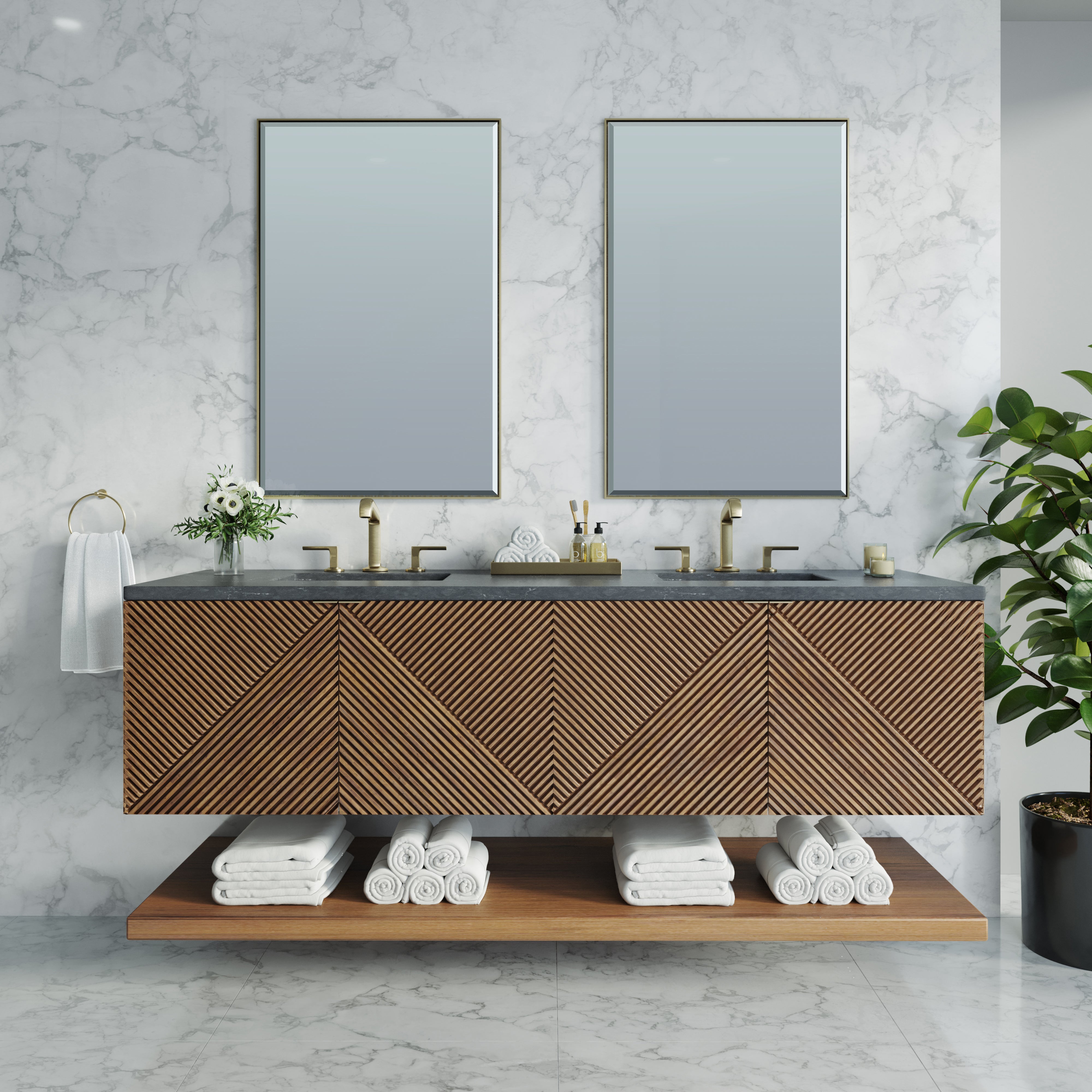 James Martin Marcello 72" Double Vanity in Chestnut with 3cm Countertop