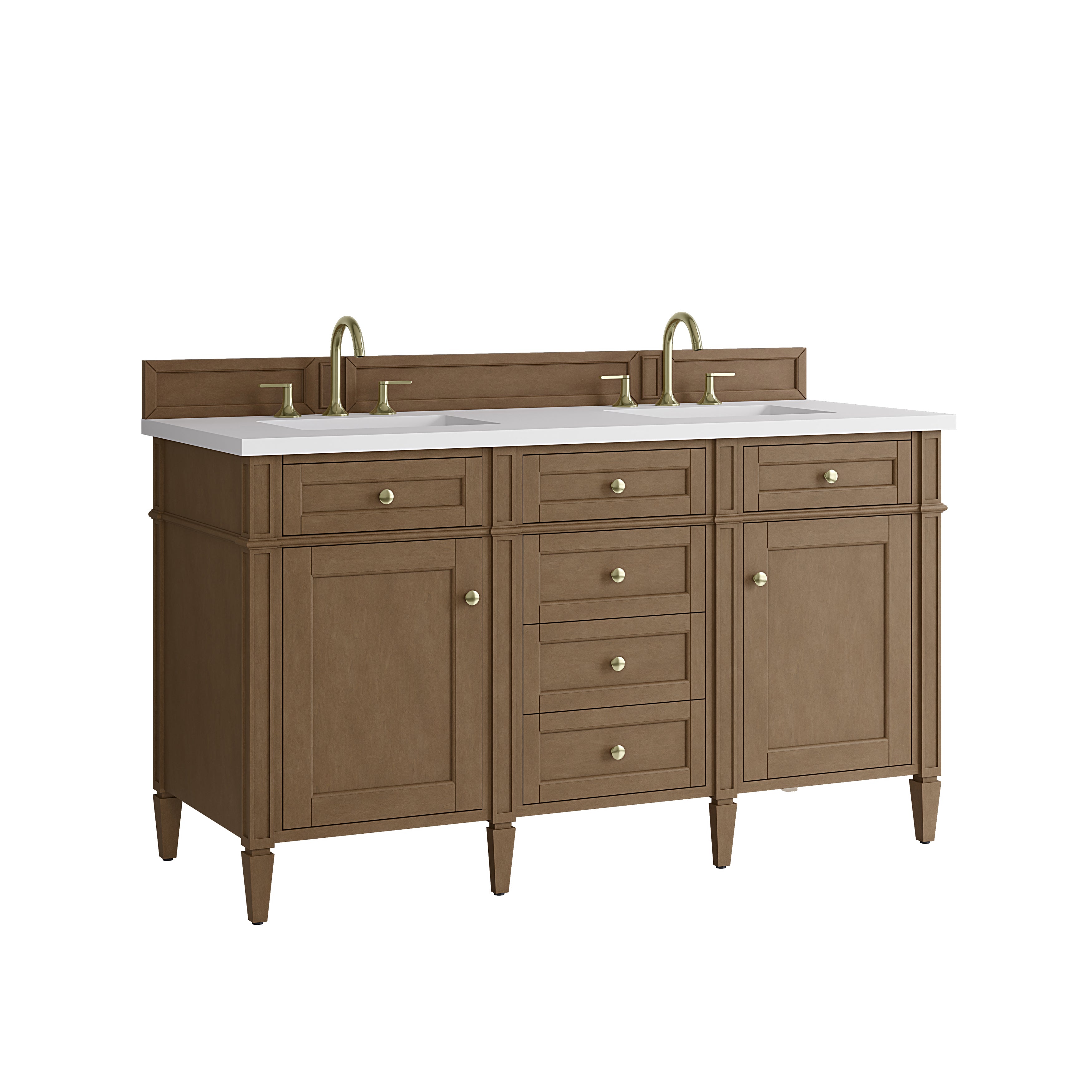James Martin Brittany 60" Double Vanity in Pecan with 3cm Countertop