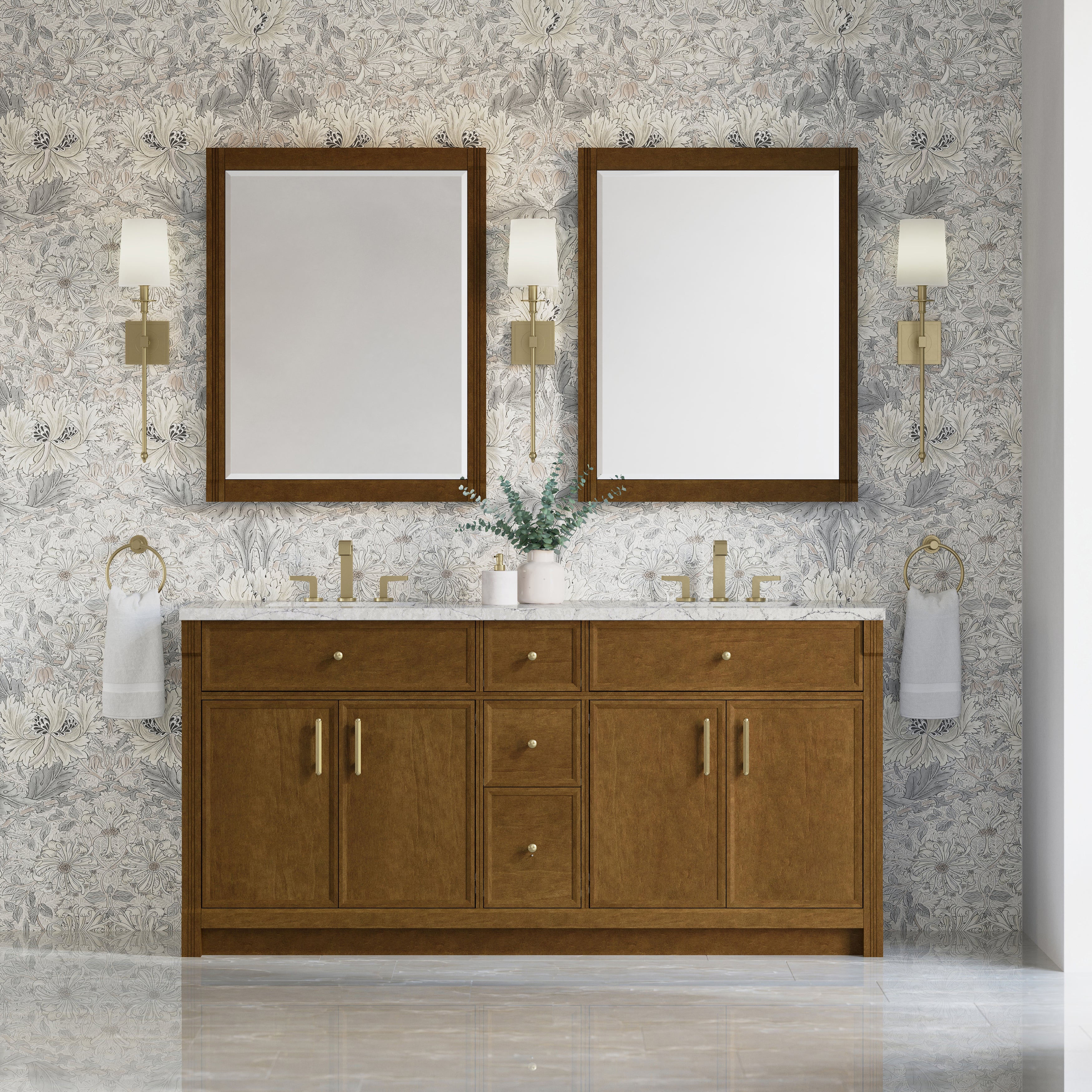 James Martin Bellshire 72" Double Vanity in Honey Oak with 3cm Countertop
