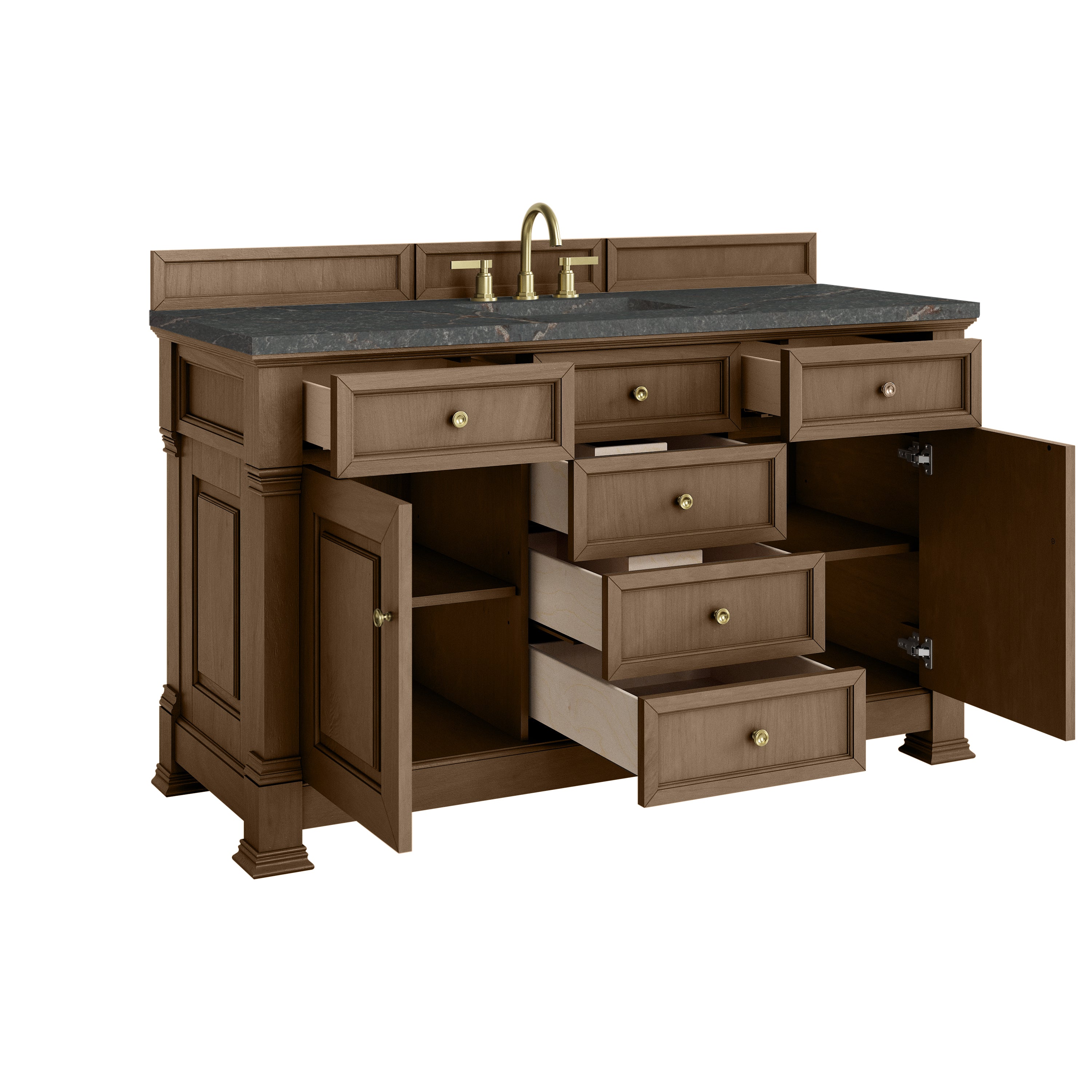 James Martin Brookfield 60" Single Vanity in Pecan with 3cm Countertop and FreePower Wireless Charger