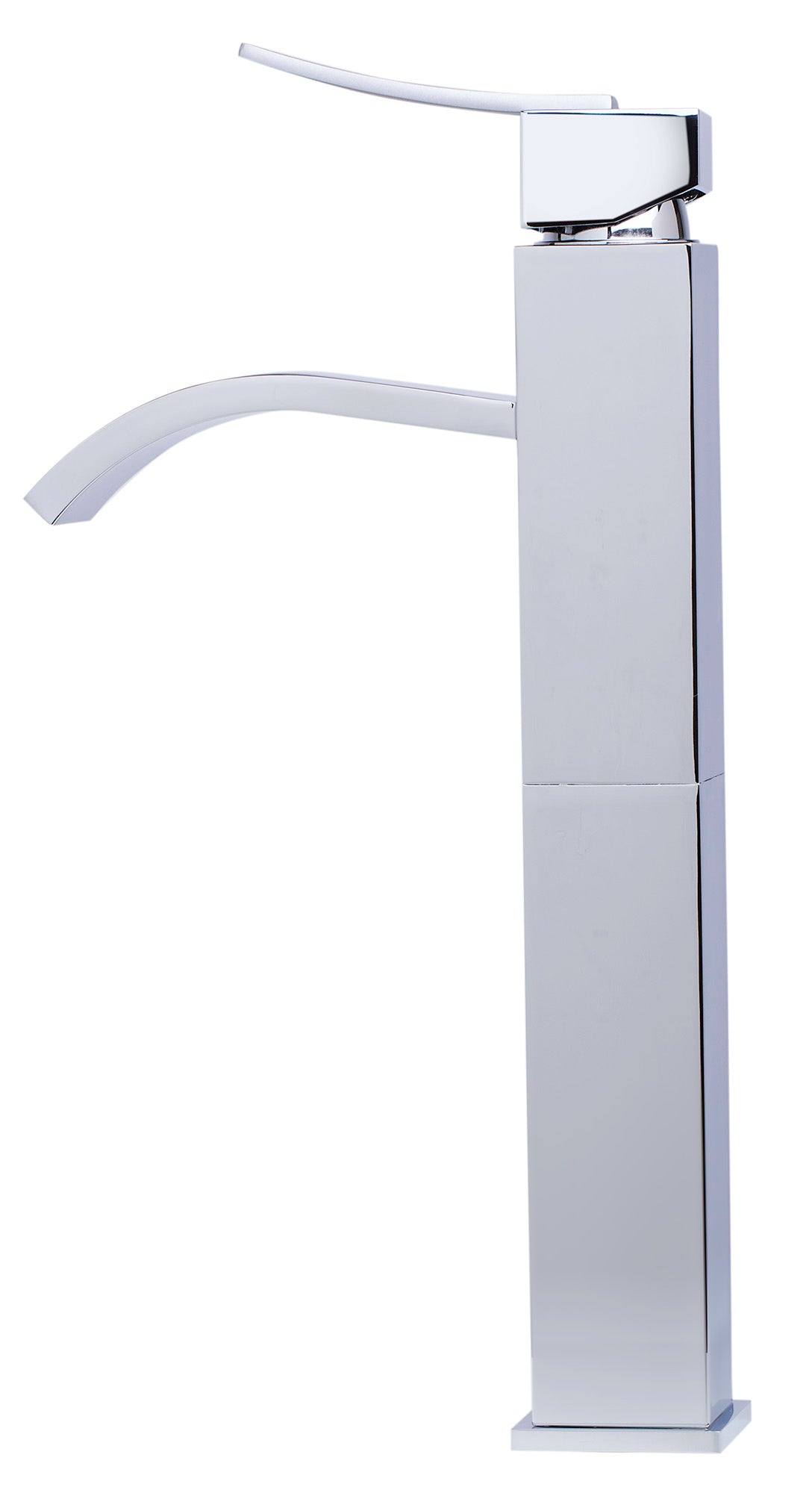 ALFI brand AB1158 Tall Square Body Curved Spout Single Lever Bathroom Faucet