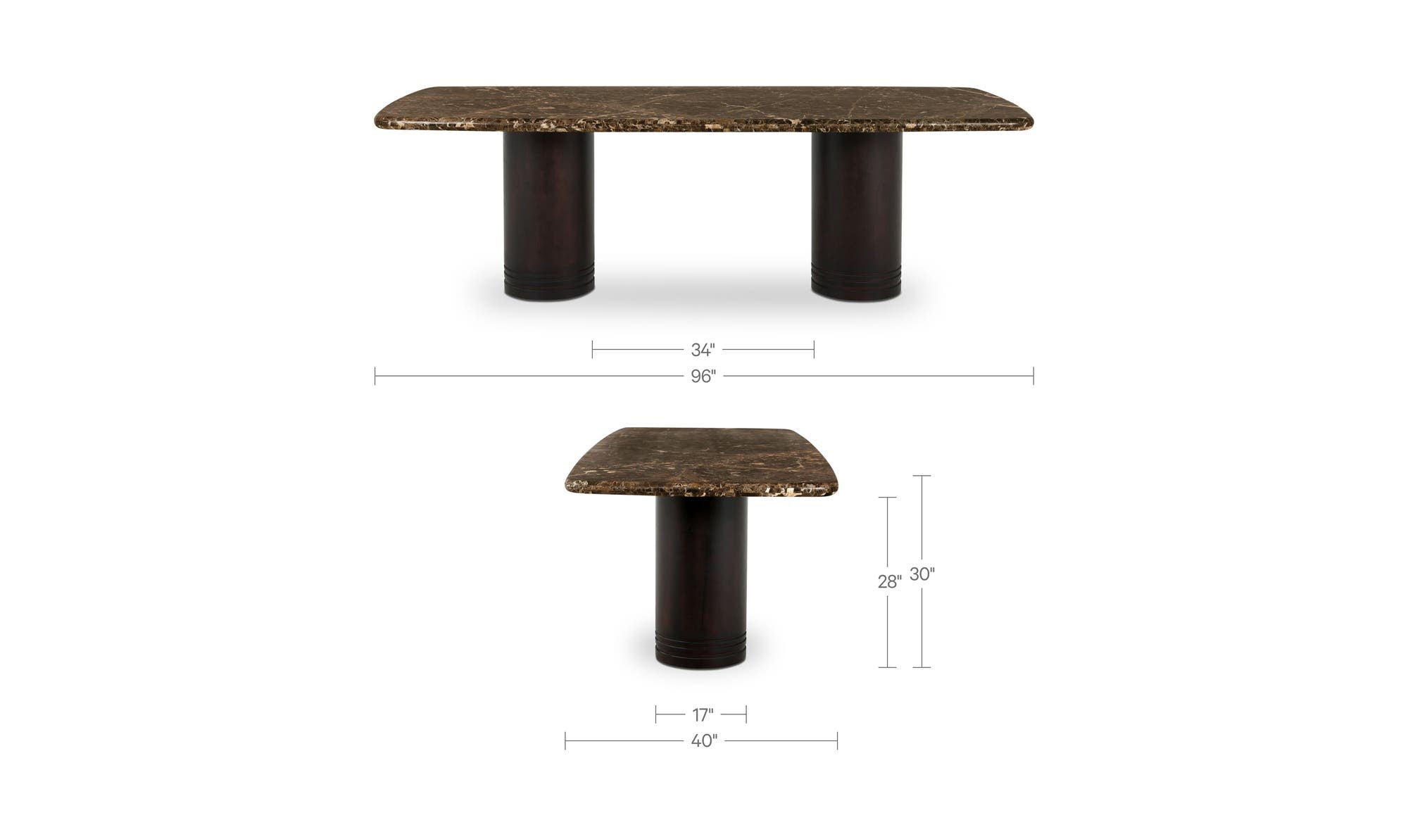 Moes Daphne Dining Table Large Dark Emperador Marble GK-1152