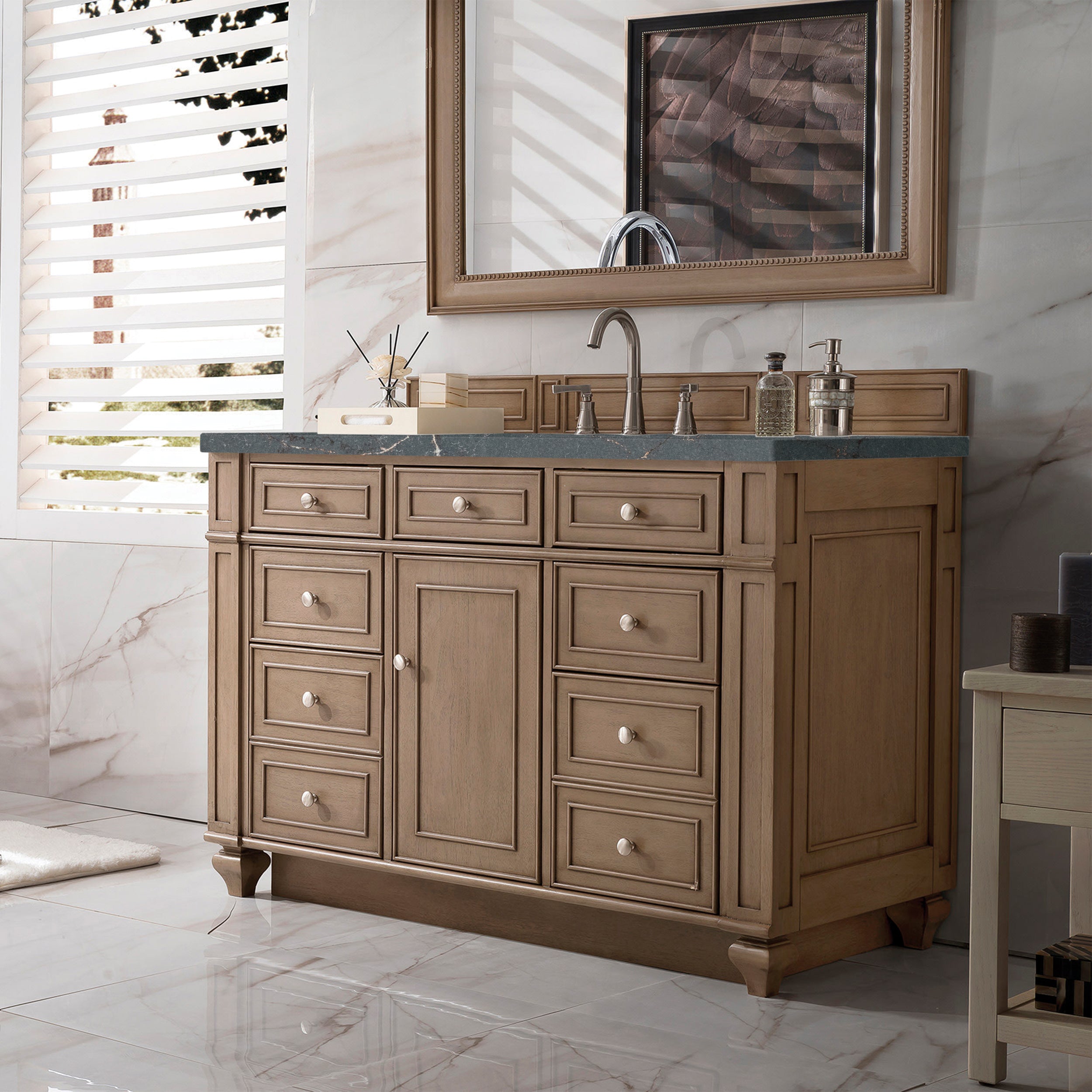 James Martin Bristol 48" Single Vanity in Whitewashed Walnut with 3cm Countertop