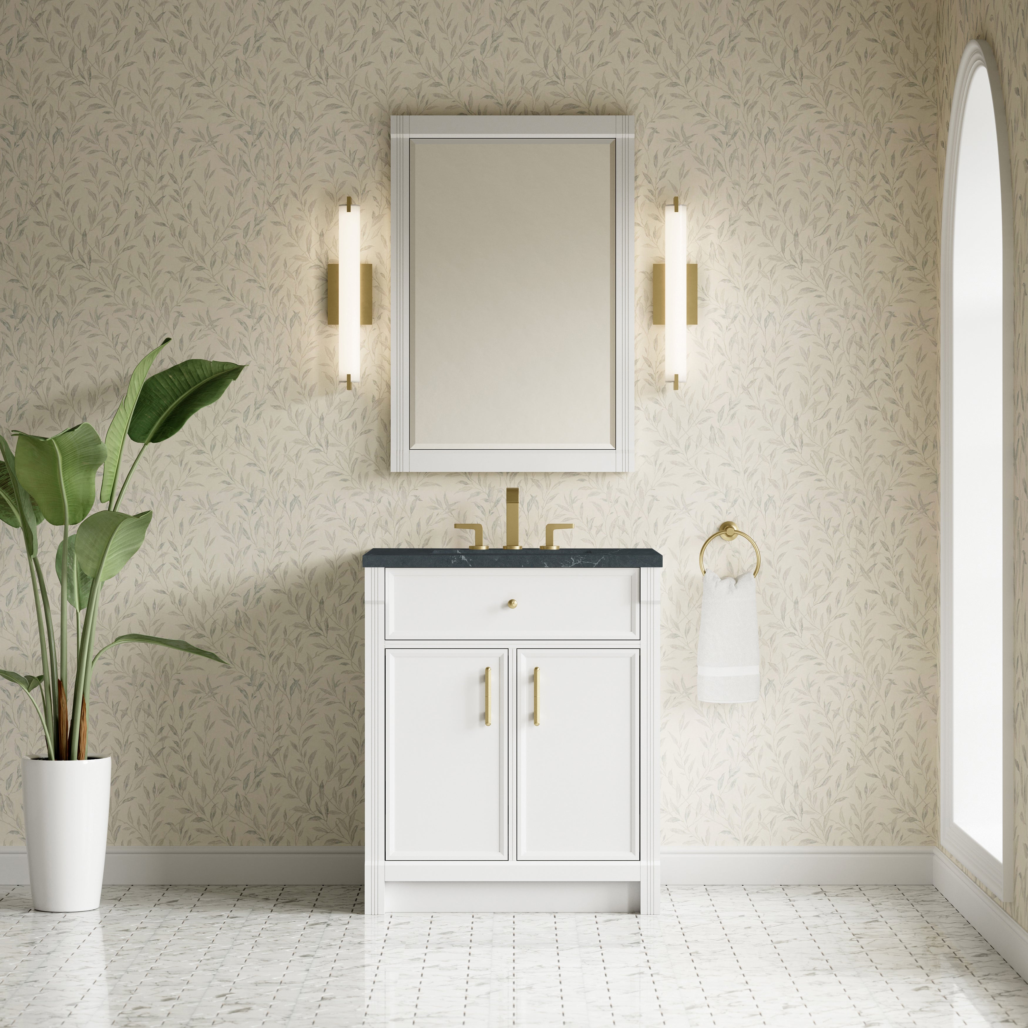 James Martin Bellshire 30" Single Vanity in Bright White with 3cm Countertop