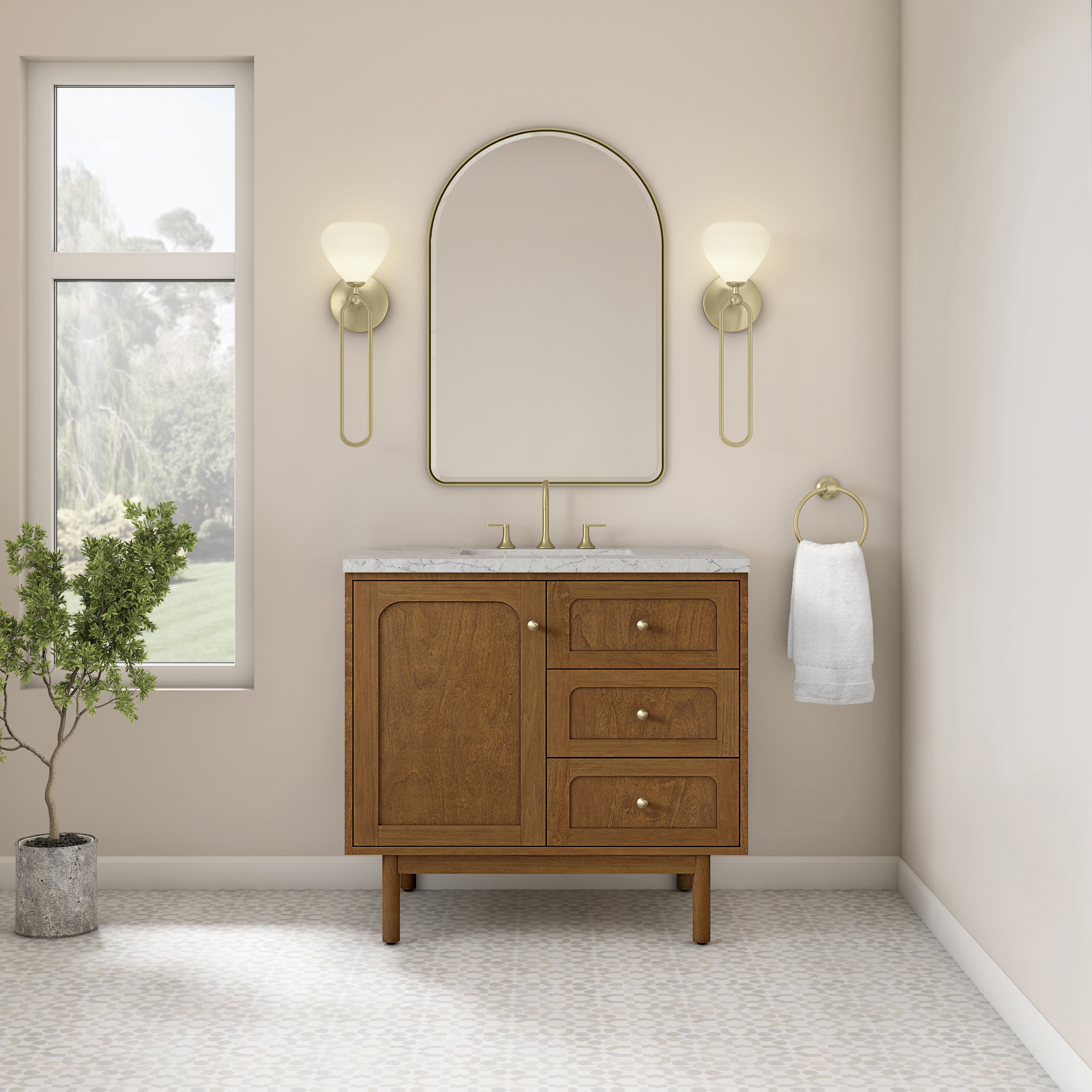 James Martin Laurent 36" Single Vanity in Honey Oak with 3cm Countertop