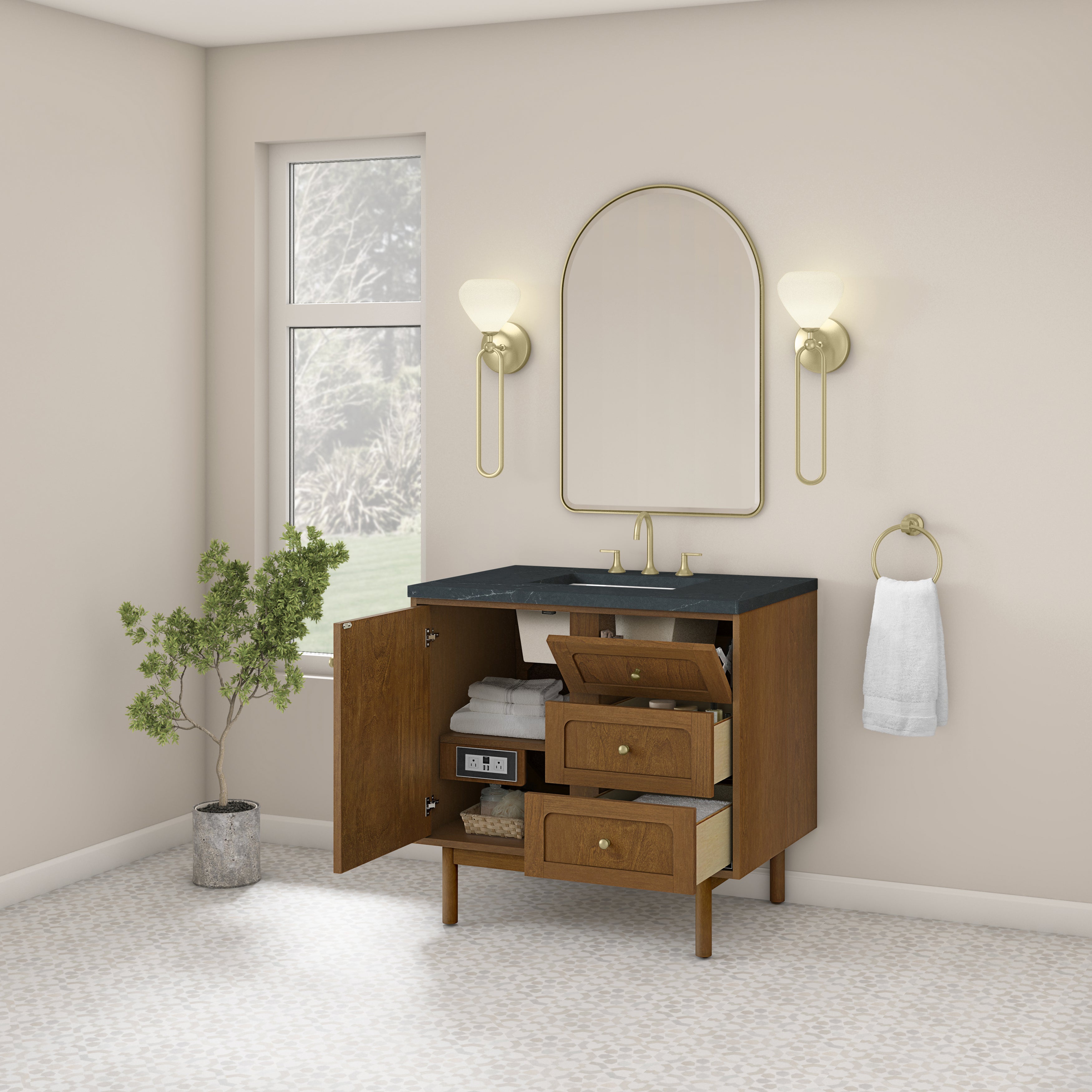 James Martin Laurent 36" Single Vanity in Honey Oak with 3cm Countertop