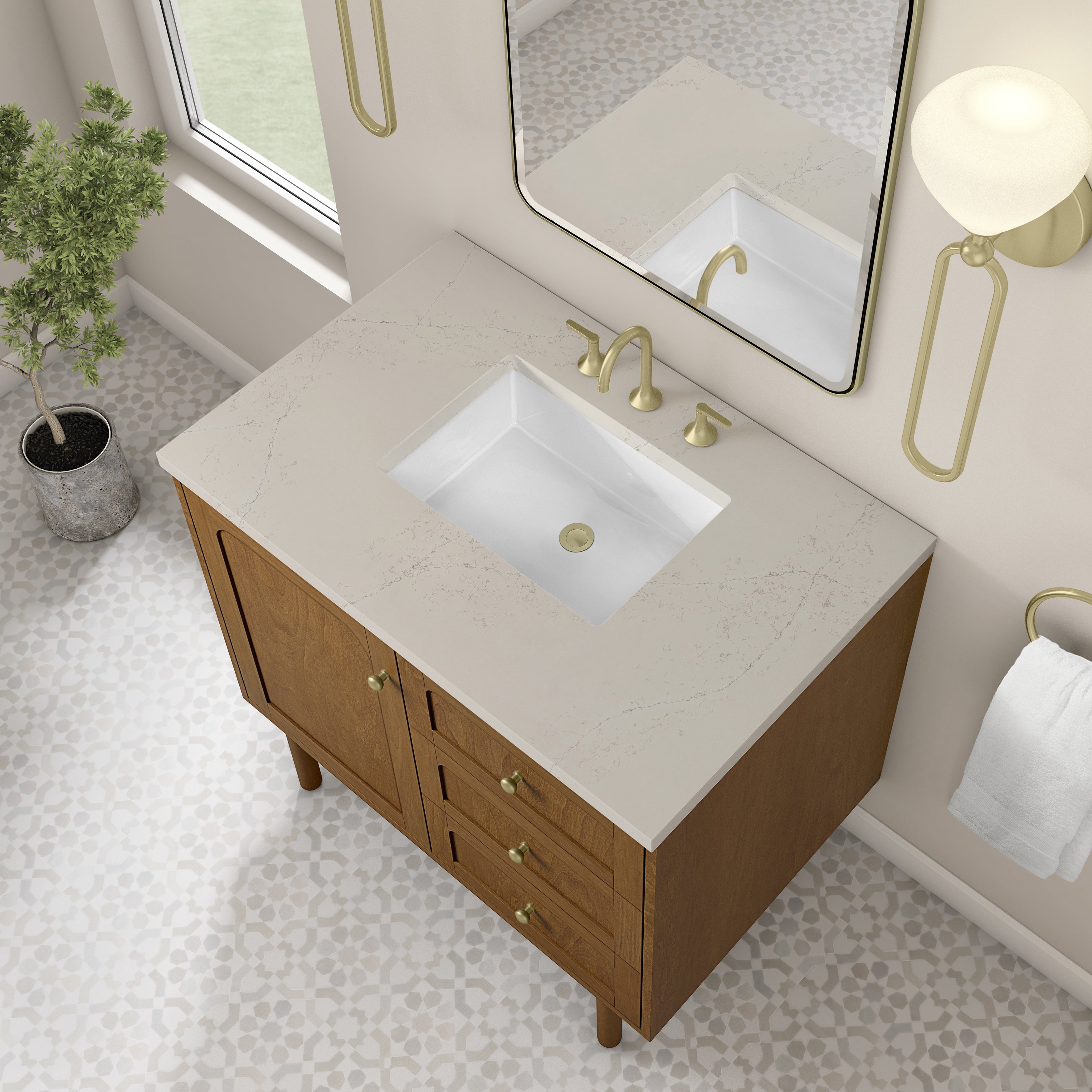 James Martin Laurent 36" Single Vanity in Honey Oak with 3cm Countertop