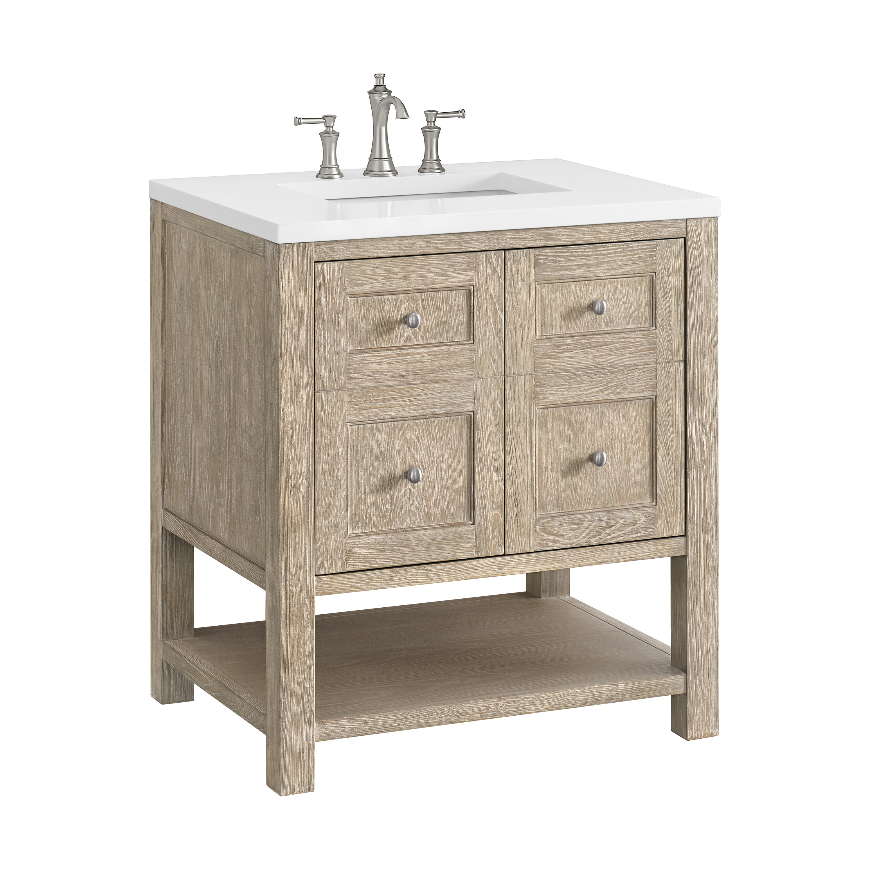 James Martin Breckenridge 30" Single Vanity in Whitewashed Oak with 3cm Countertop