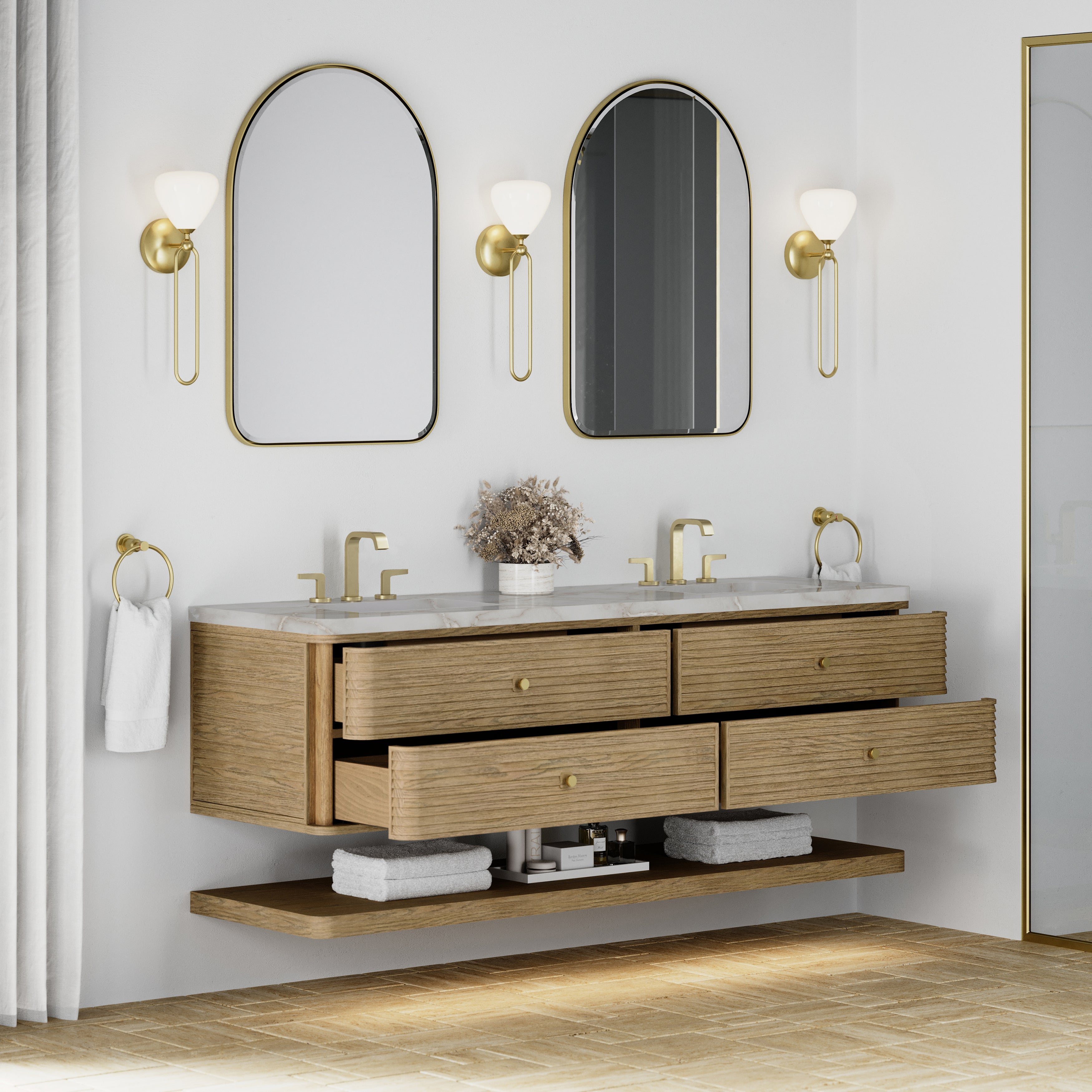 James Martin Allamari 72" Double Vanity in Dune Mist with 3cm Countertop