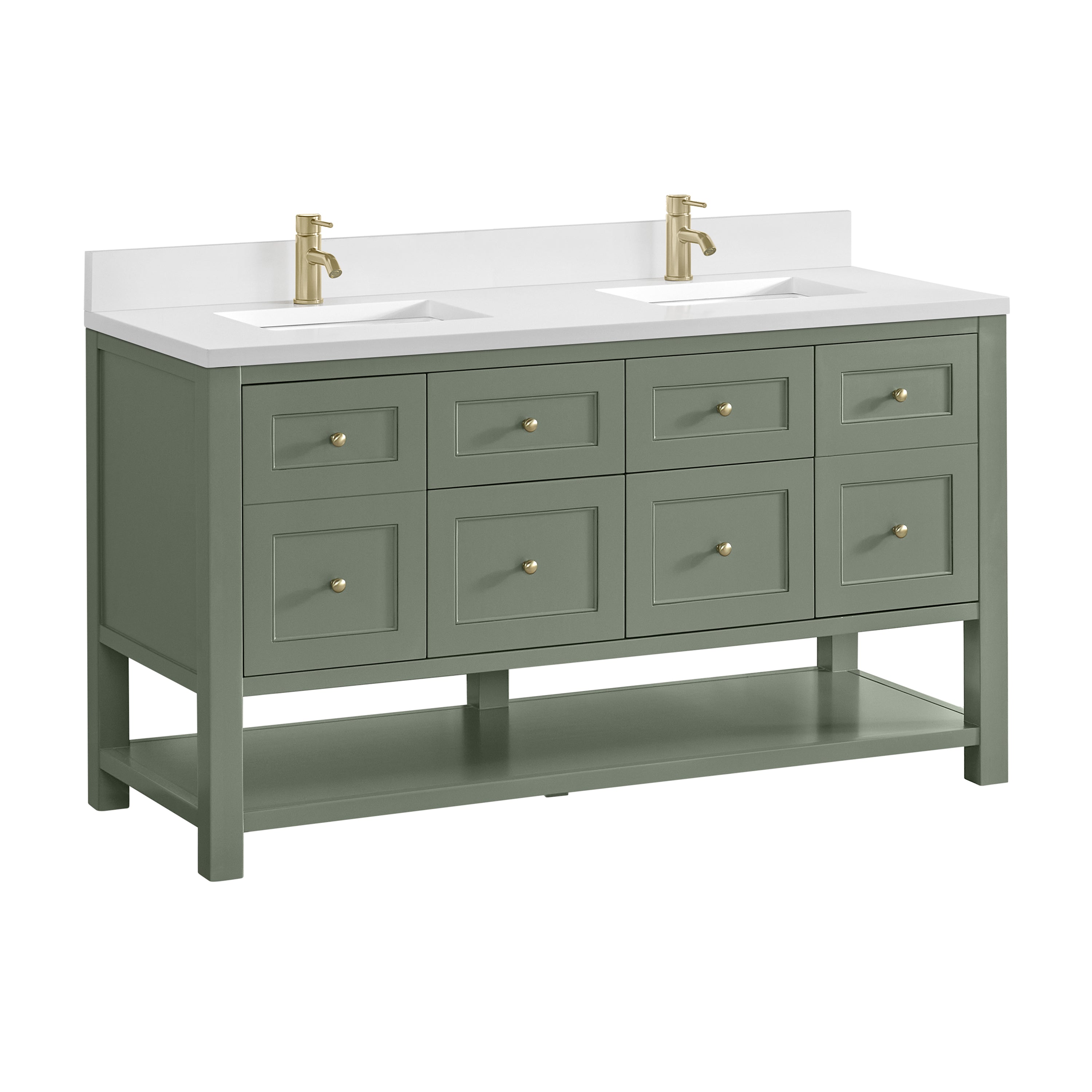 James Martin Breckenridge 60" Double Vanity in Smokey Celadon with 3cm Countertop